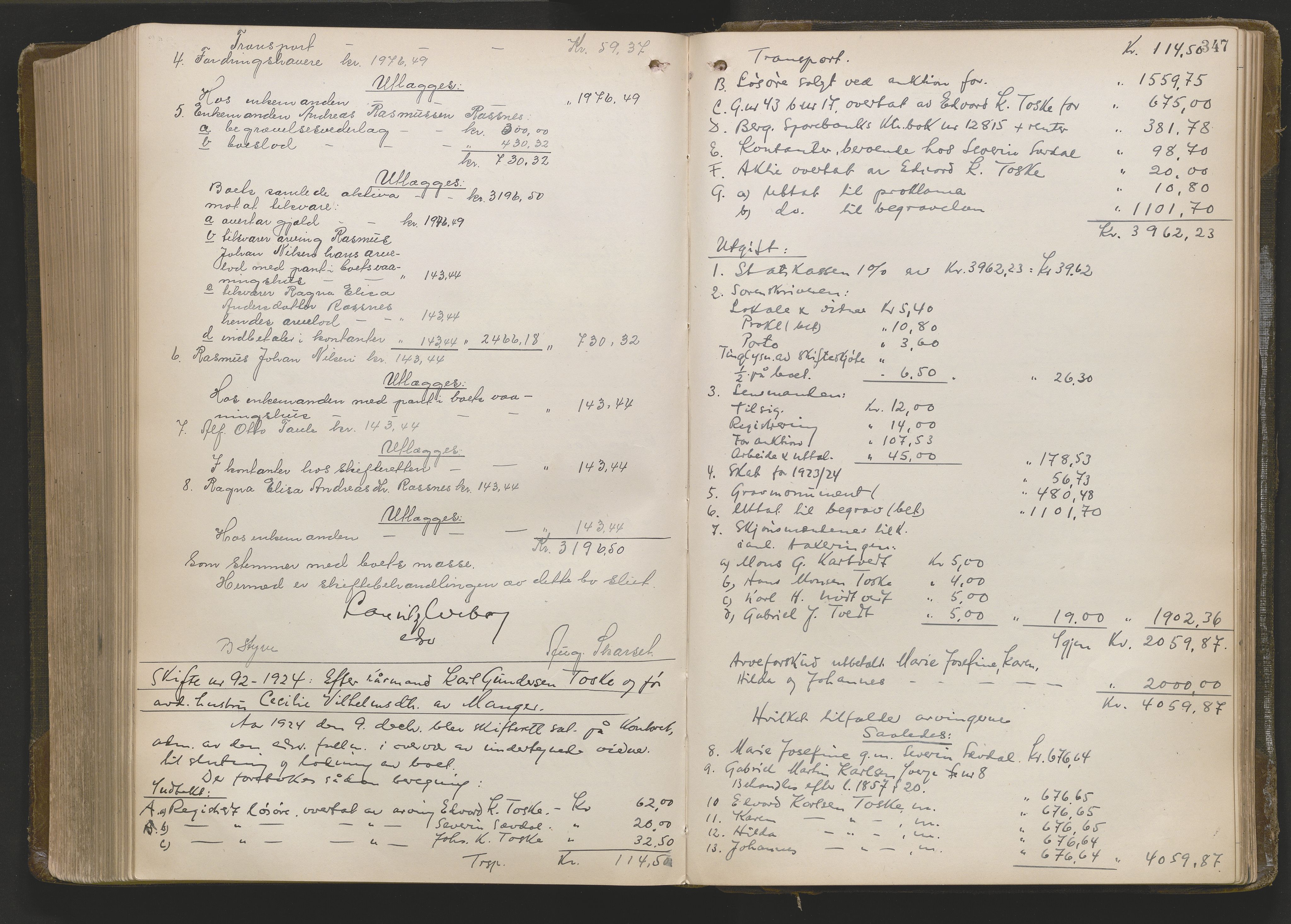 Nordhordland sorenskrivar, AV/SAB-A-2901/1/H/Hd/Hda/L0014: Skifteutlodningsprotokollar, 1918-1925, p. 347