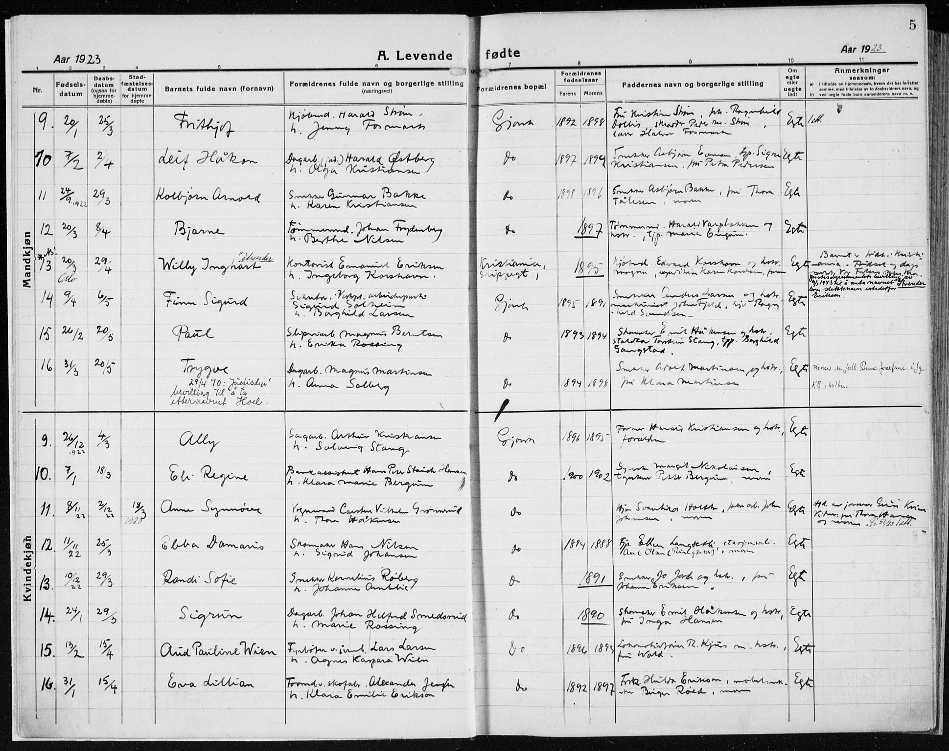 Vardal prestekontor, SAH/PREST-100/H/Ha/Haa/L0015: Parish register (official) no. 15, 1923-1937, p. 5
