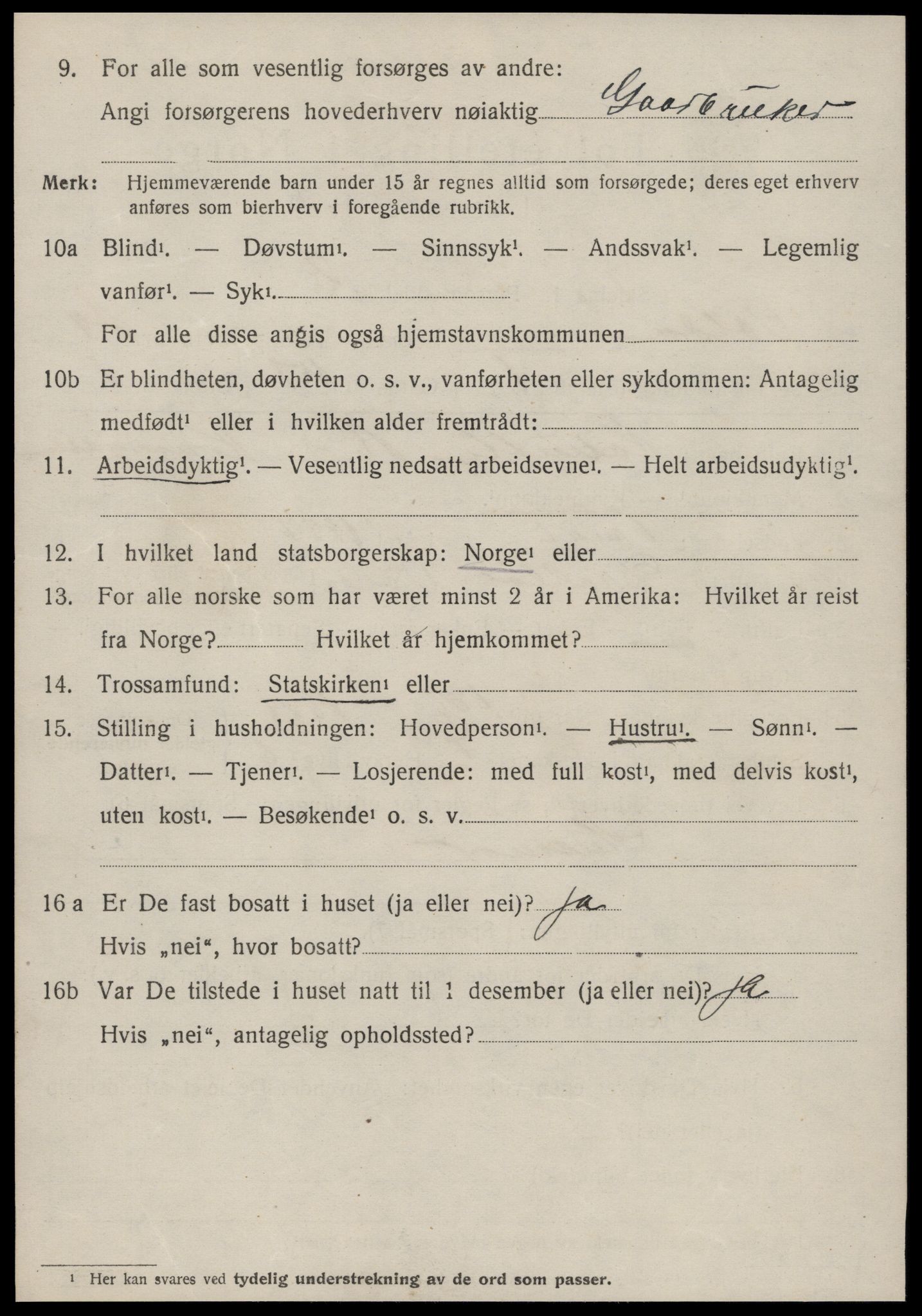 SAT, 1920 census for Volda, 1920, p. 12941