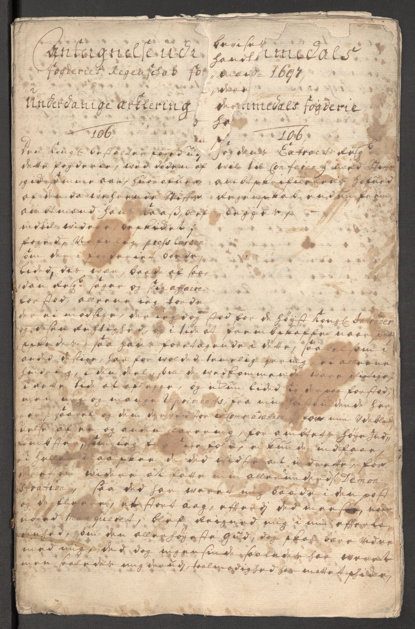 Rentekammeret inntil 1814, Reviderte regnskaper, Fogderegnskap, AV/RA-EA-4092/R64/L4425: Fogderegnskap Namdal, 1696-1698, p. 276