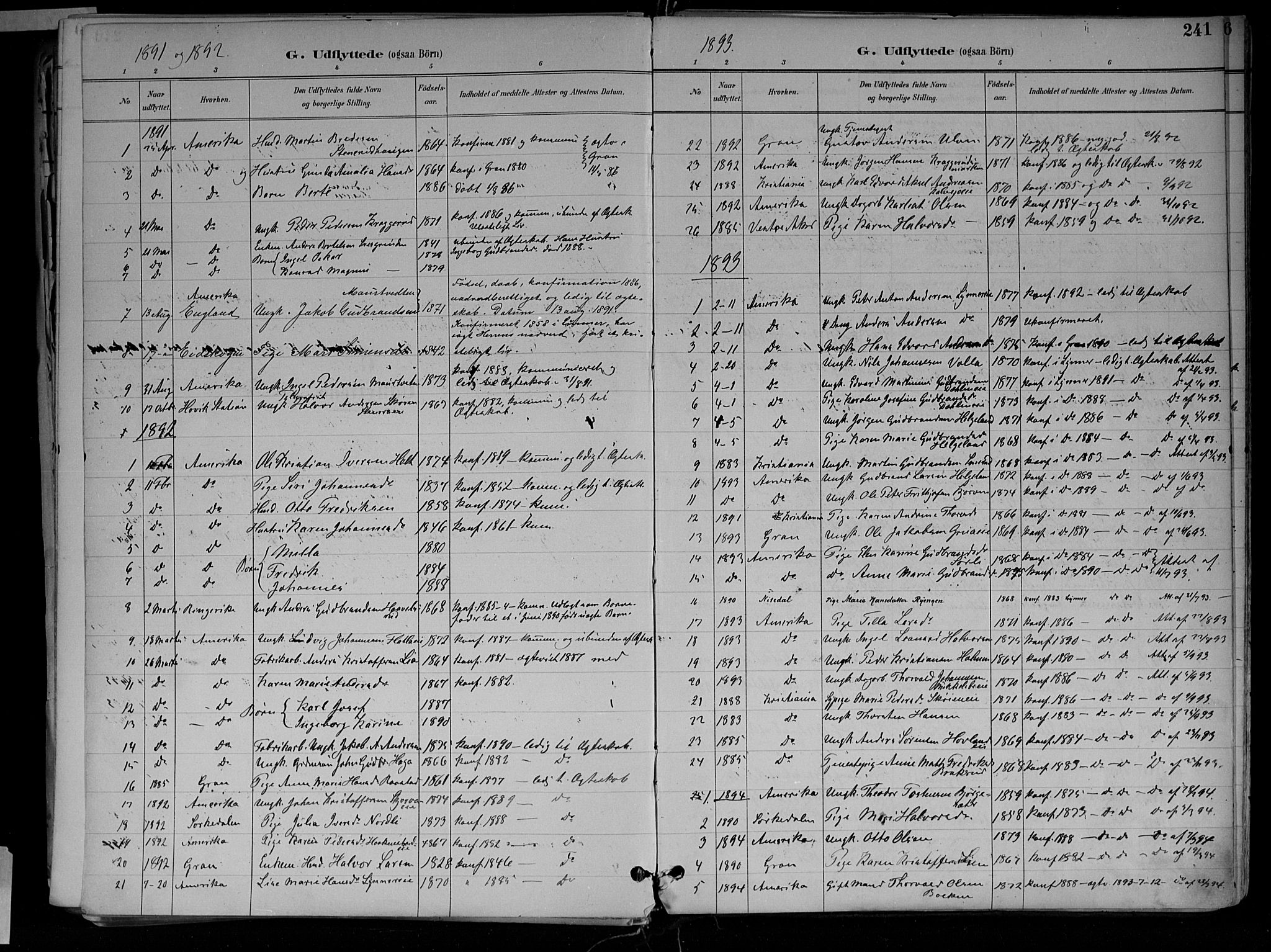 Jevnaker prestekontor, SAH/PREST-116/H/Ha/Haa/L0010: Parish register (official) no. 10, 1891-1906, p. 241