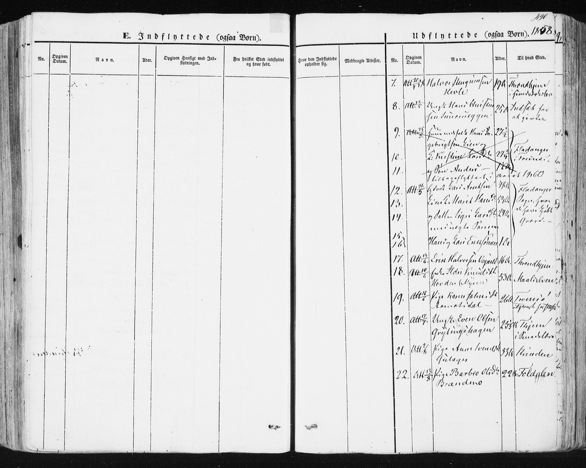 Ministerialprotokoller, klokkerbøker og fødselsregistre - Sør-Trøndelag, AV/SAT-A-1456/678/L0899: Parish register (official) no. 678A08, 1848-1872, p. 490