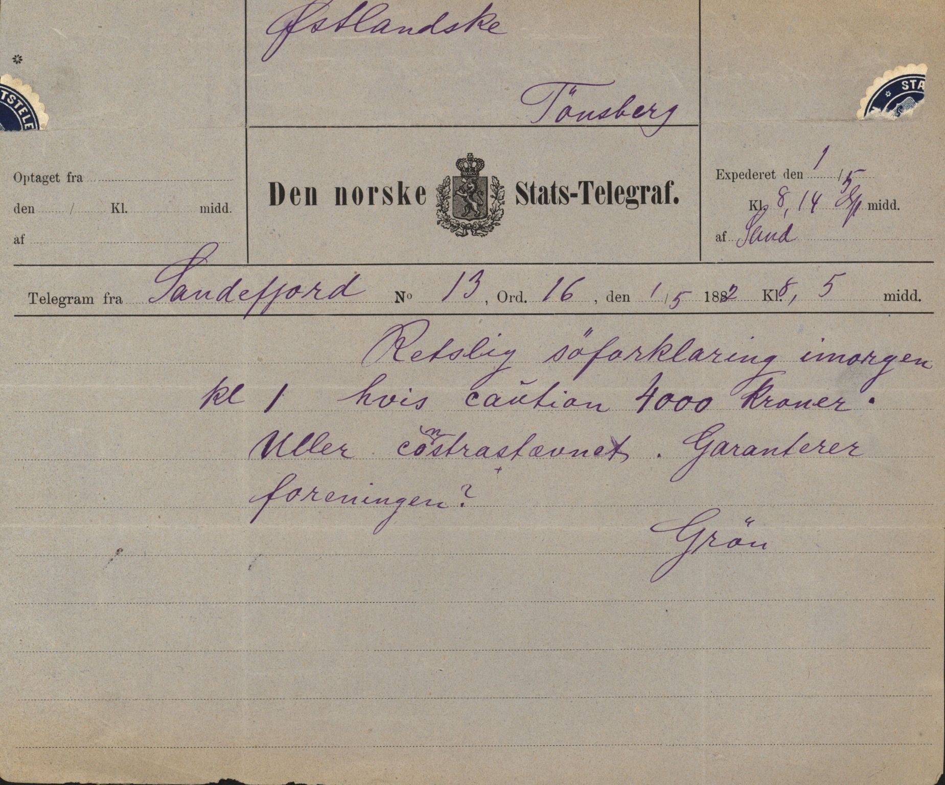 Pa 63 - Østlandske skibsassuranceforening, VEMU/A-1079/G/Ga/L0014/0011: Havaridokumenter / Agra, Anna, Jorsalfarer, Alfen, Uller, Solon, 1882, p. 89