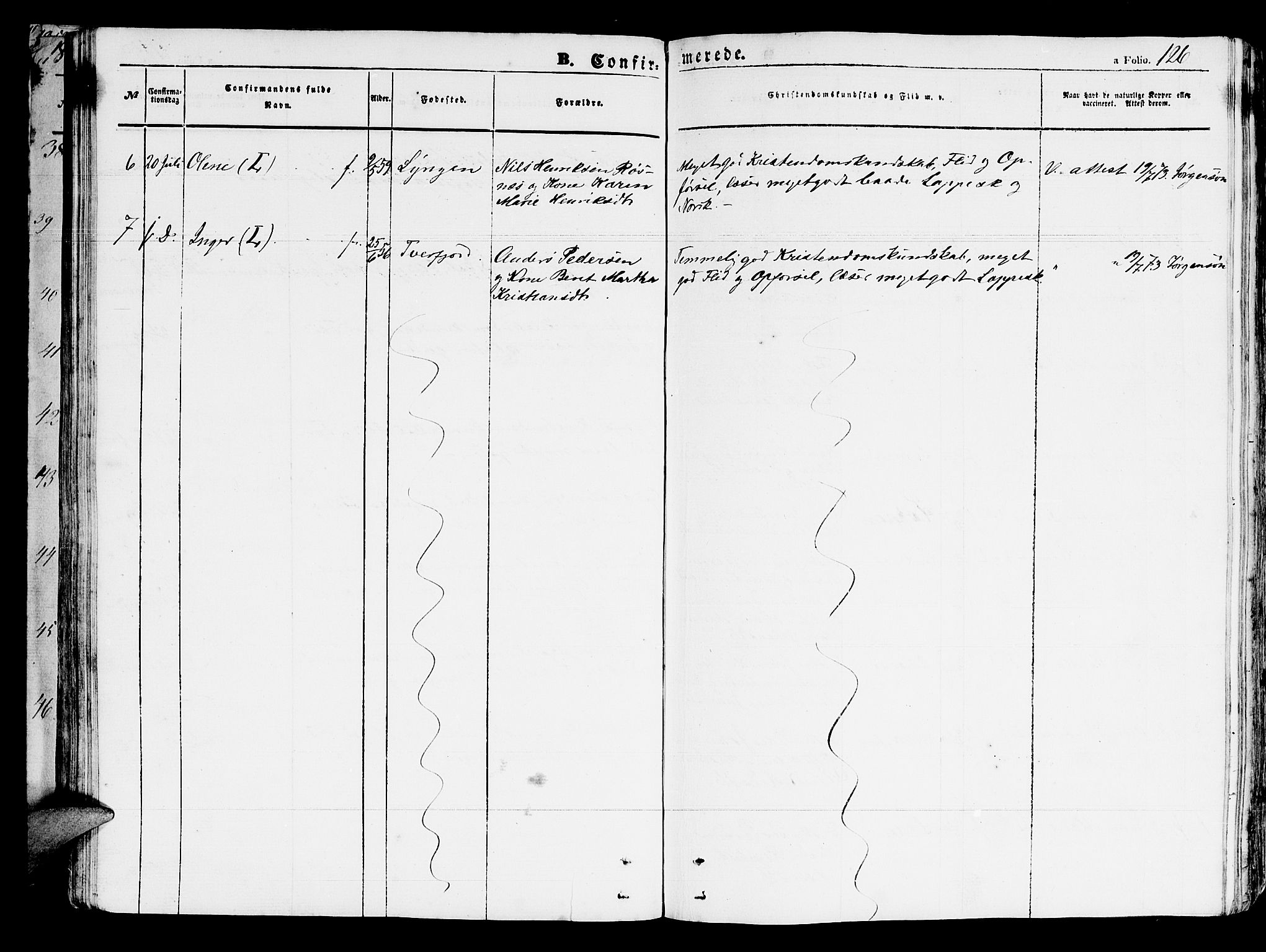 Loppa sokneprestkontor, SATØ/S-1339/H/Hb/L0002klokker: Parish register (copy) no. 2, 1850-1880, p. 126