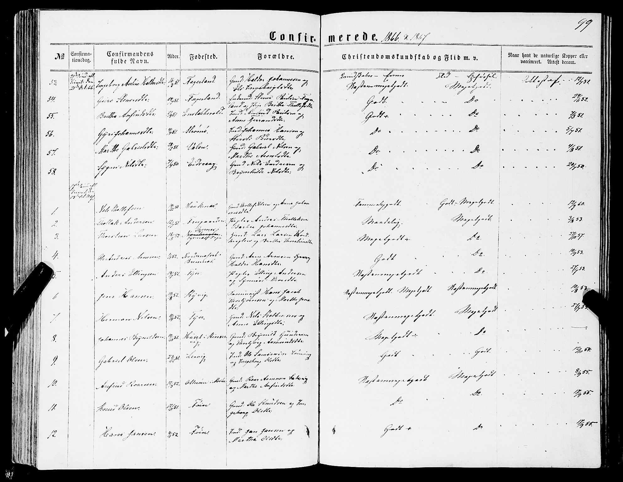 Stord sokneprestembete, SAB/A-78201/H/Haa: Parish register (official) no. B 1, 1862-1877, p. 99