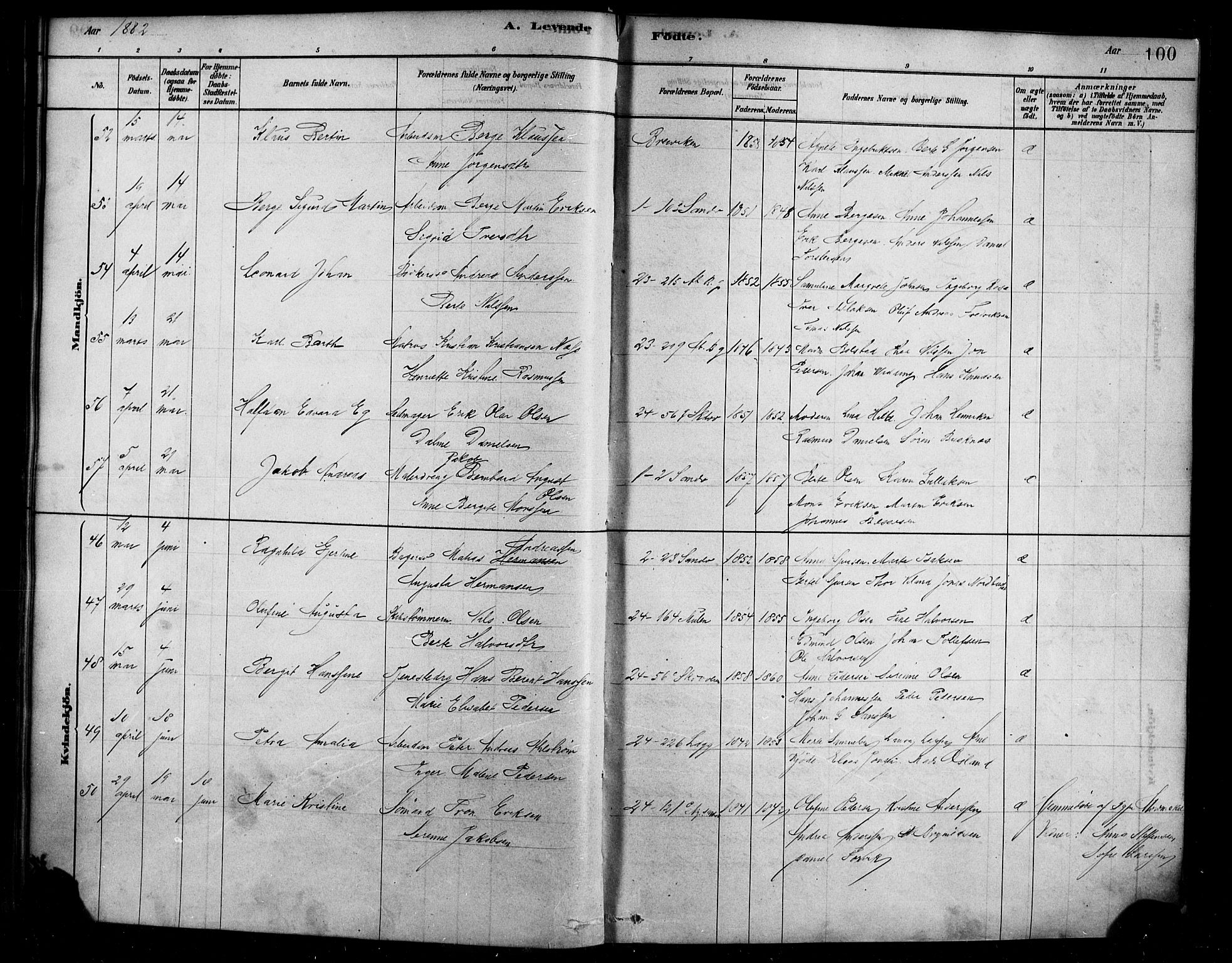 Sandviken Sokneprestembete, AV/SAB-A-77601/H/Ha/L0004: Parish register (official) no. B 1, 1878-1891, p. 100