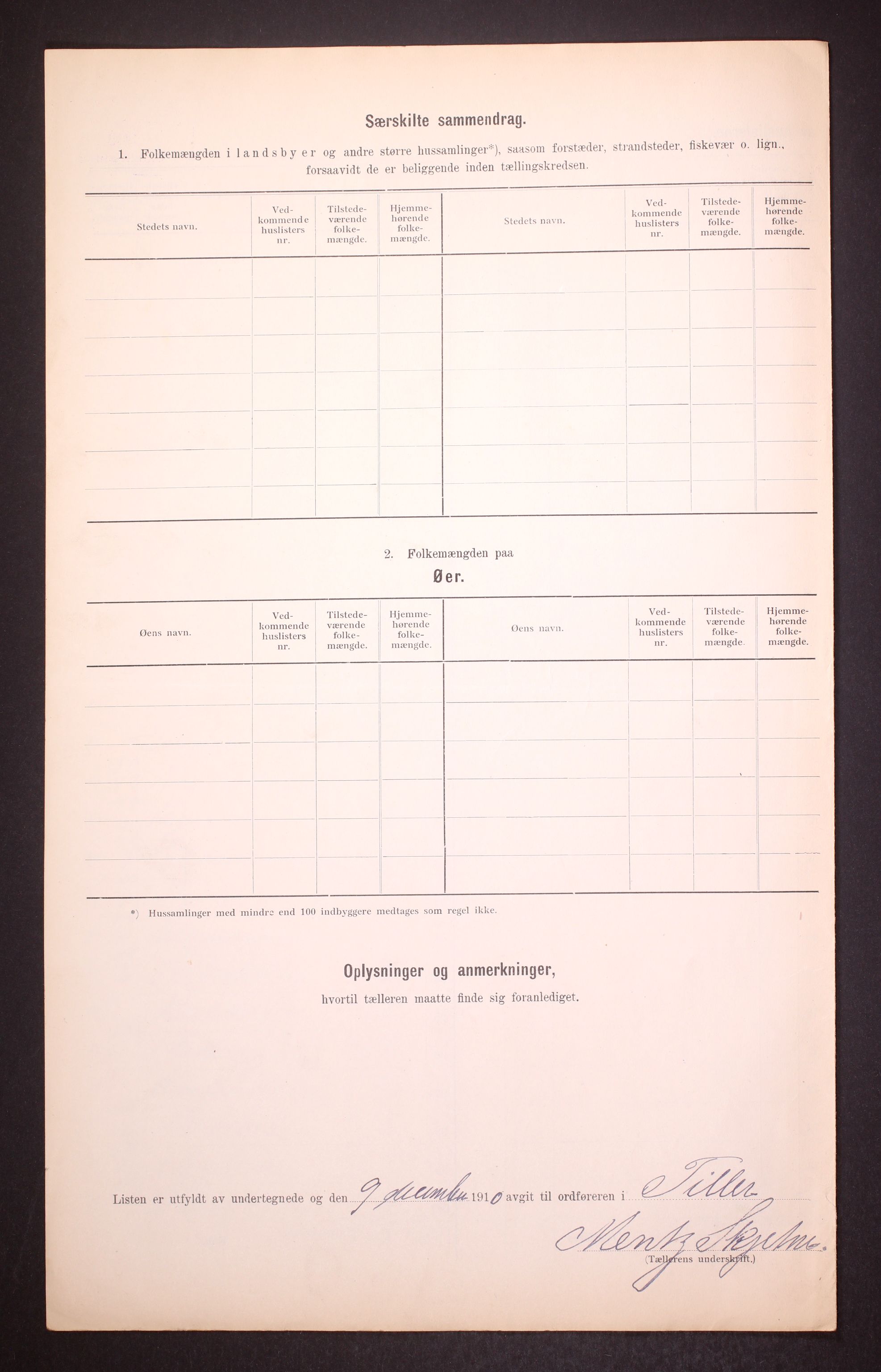 RA, 1910 census for Tiller, 1910, p. 9