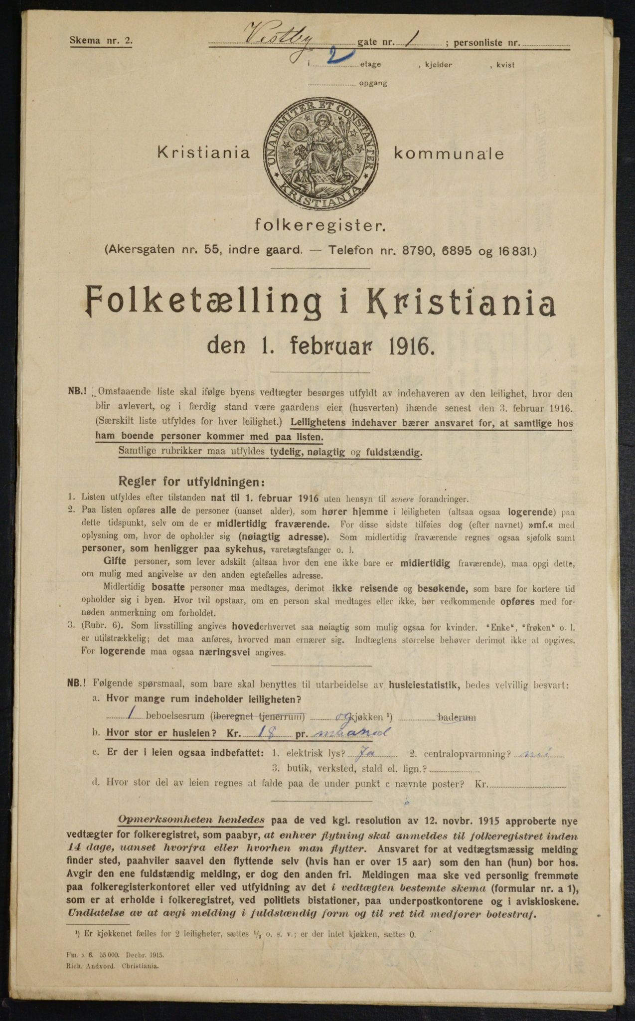 OBA, Municipal Census 1916 for Kristiania, 1916, p. 126040