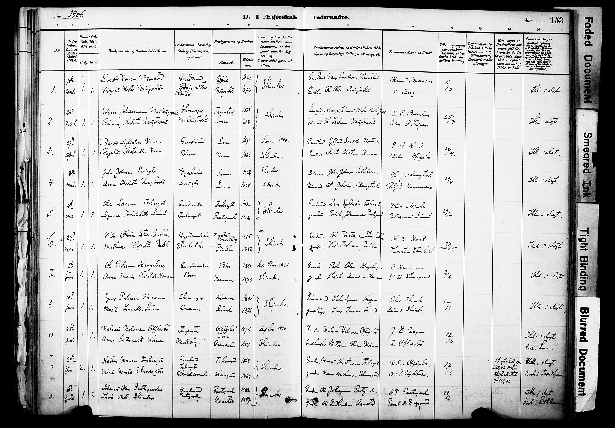 Skjåk prestekontor, SAH/PREST-072/H/Ha/Haa/L0003: Parish register (official) no. 3, 1880-1907, p. 153