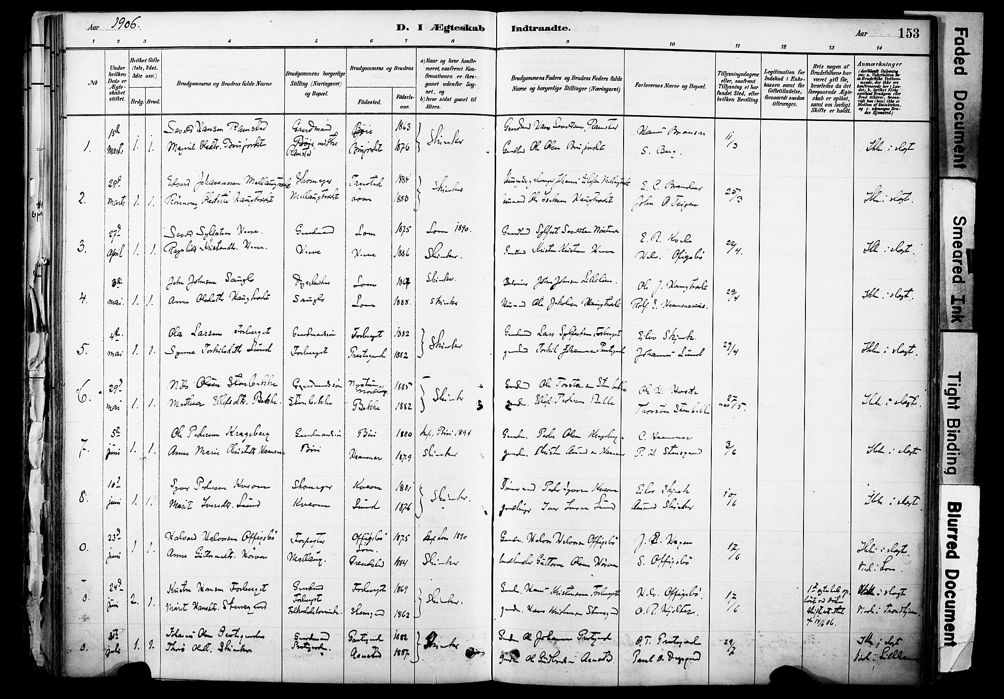 Skjåk prestekontor, AV/SAH-PREST-072/H/Ha/Haa/L0003: Parish register (official) no. 3, 1880-1907, p. 153