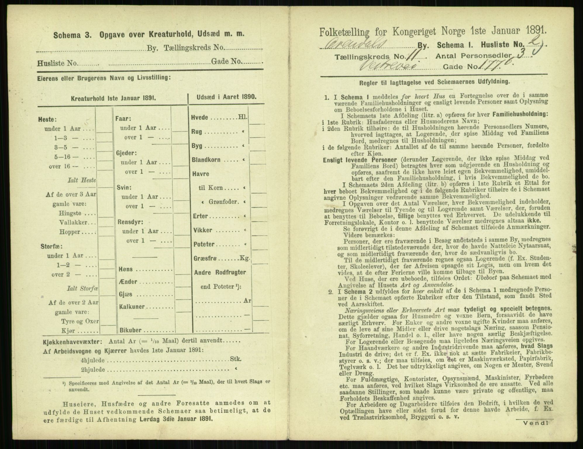 RA, 1891 census for 0903 Arendal, 1891, p. 564