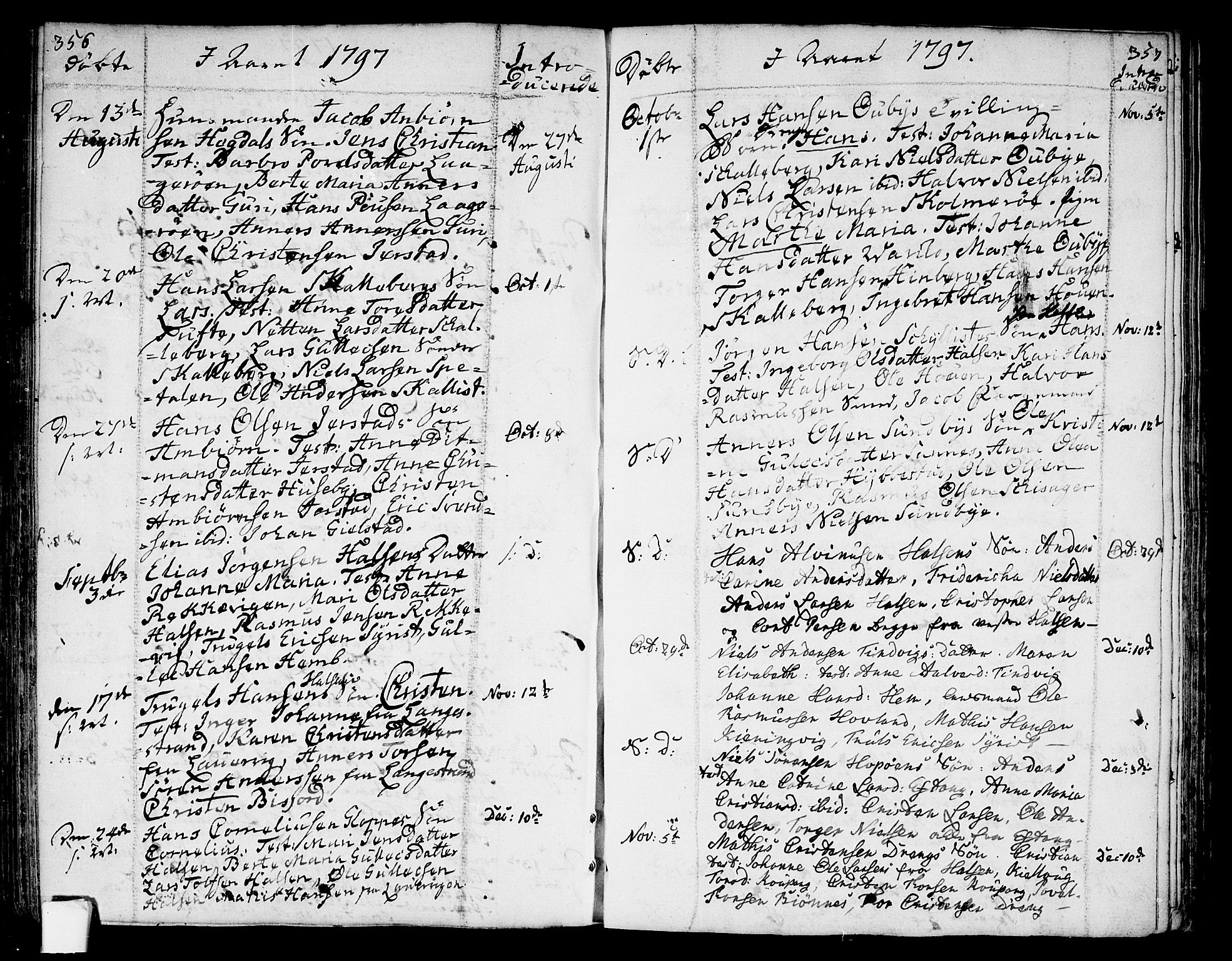 Tjølling kirkebøker, SAKO/A-60/F/Fa/L0004: Parish register (official) no. 4, 1779-1817, p. 356-357