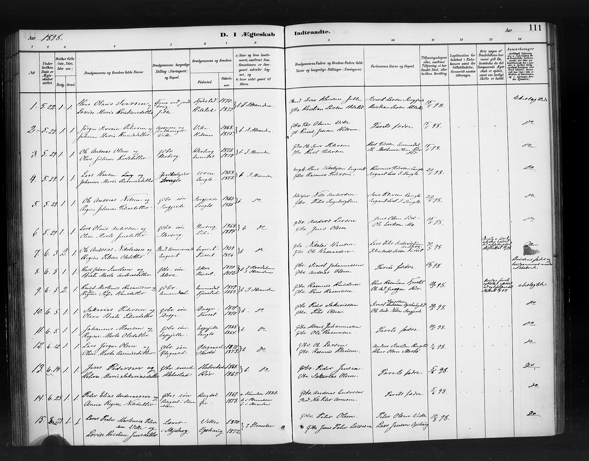 Ministerialprotokoller, klokkerbøker og fødselsregistre - Møre og Romsdal, SAT/A-1454/520/L0283: Parish register (official) no. 520A12, 1882-1898, p. 111