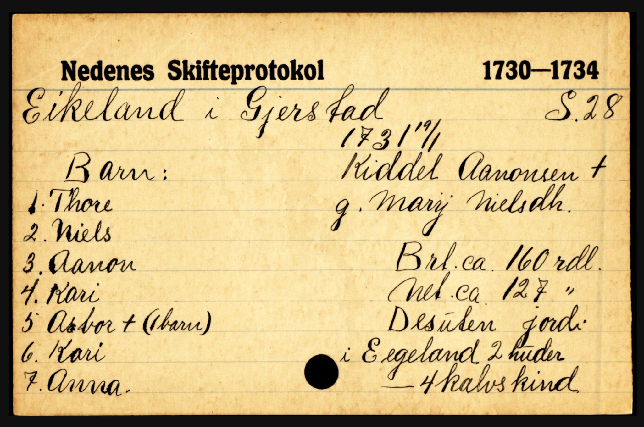 Nedenes sorenskriveri før 1824, AV/SAK-1221-0007/H, p. 5885