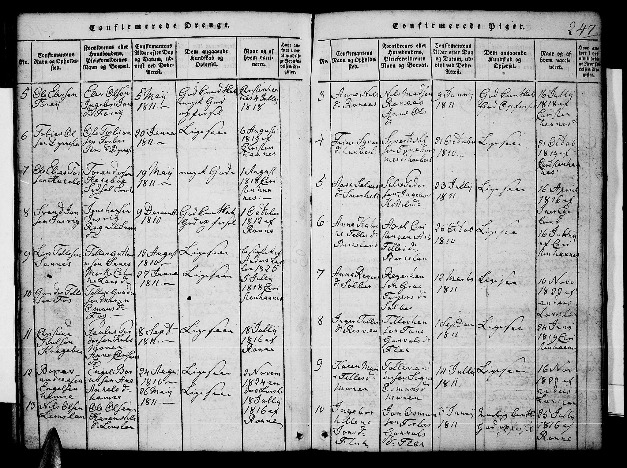 Tveit sokneprestkontor, AV/SAK-1111-0043/F/Fb/L0001: Parish register (copy) no. B 1, 1820-1834, p. 247