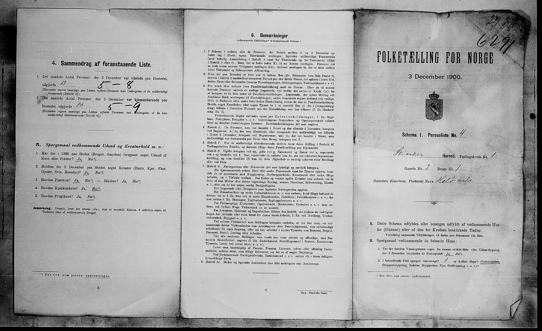 SAH, 1900 census for Skjåk, 1900, p. 4