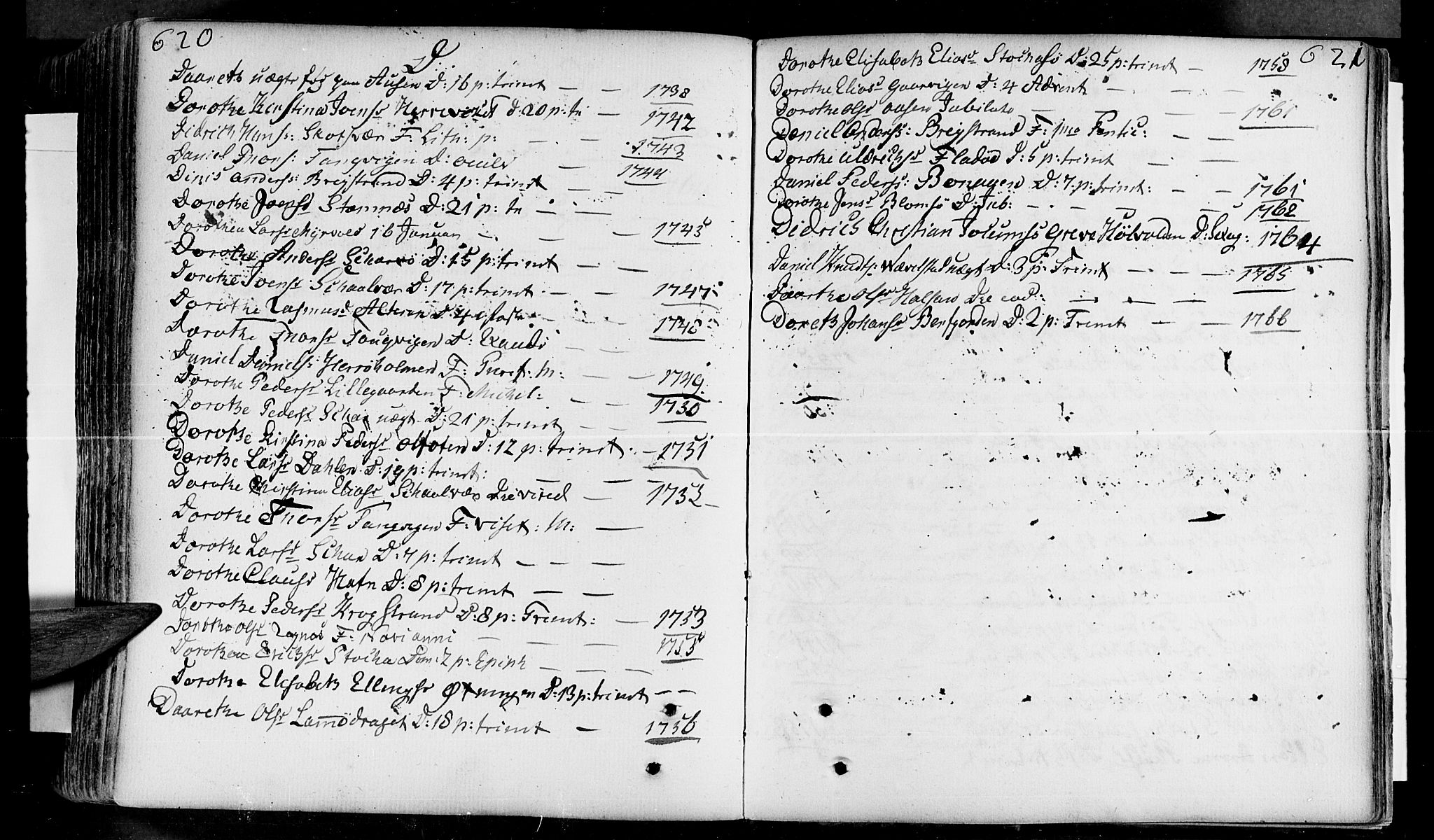 Ministerialprotokoller, klokkerbøker og fødselsregistre - Nordland, AV/SAT-A-1459/830/L0435: Parish register (official) no. 830A04, 1737-1768, p. 620-621