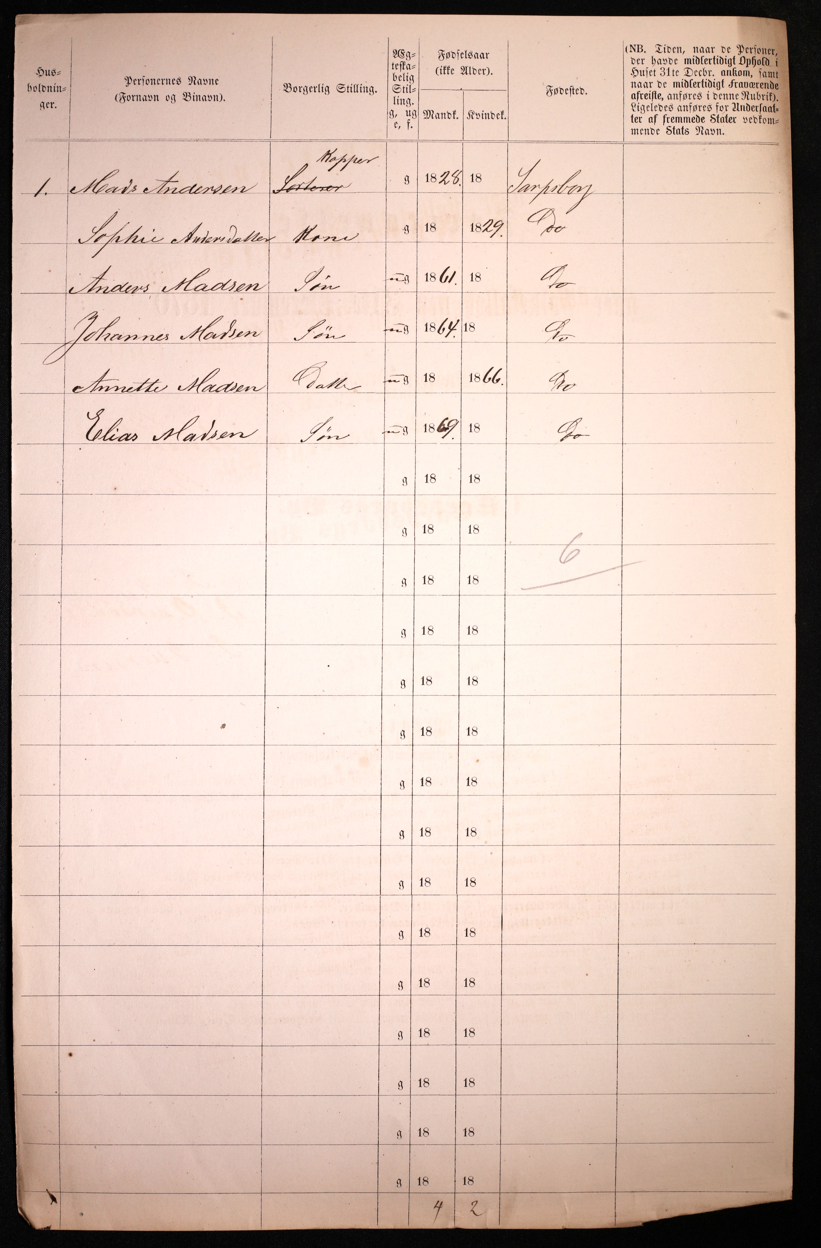 RA, 1870 census for 0102 Sarpsborg, 1870, p. 406