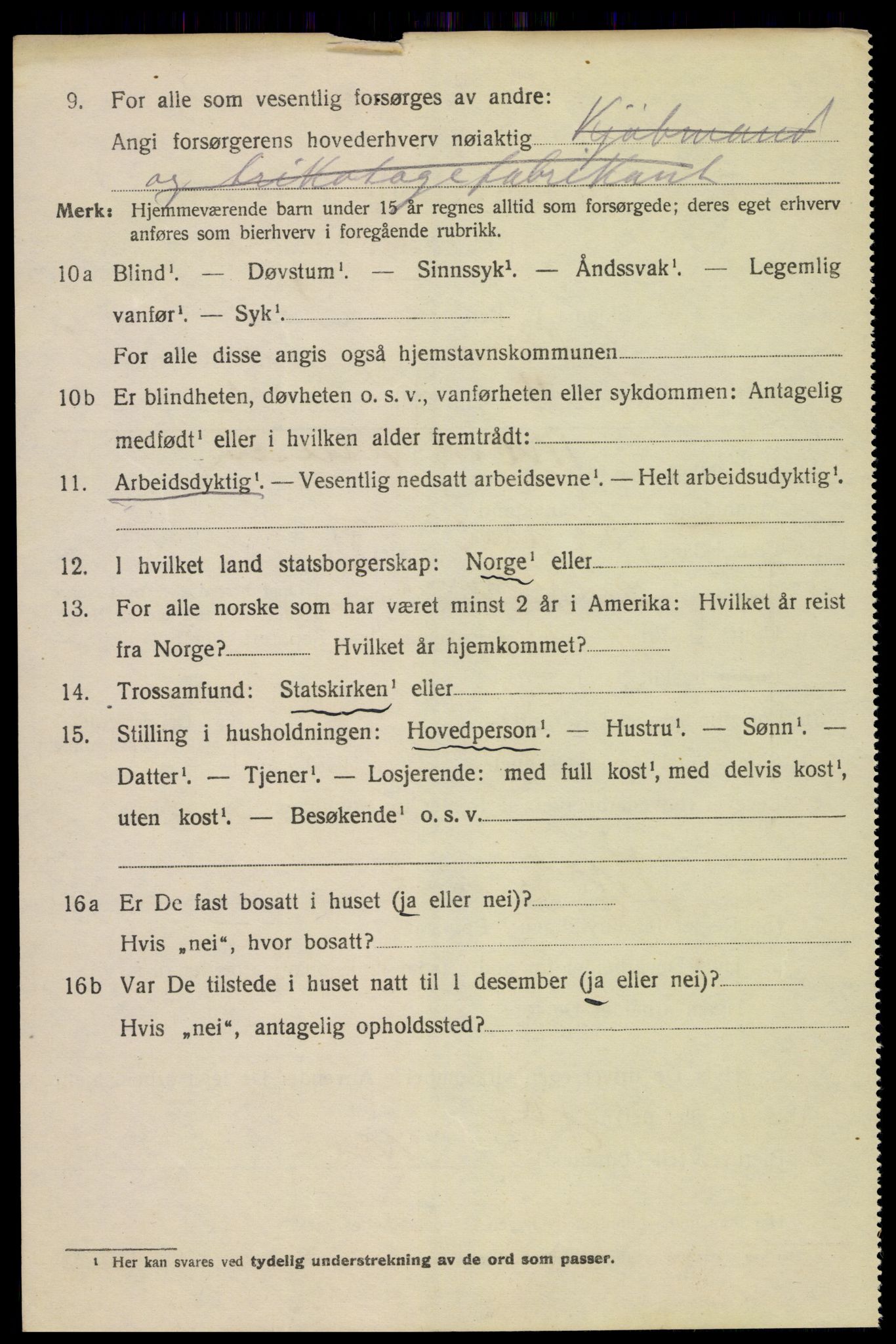 SAH, 1920 census for Hamar, 1920, p. 12990