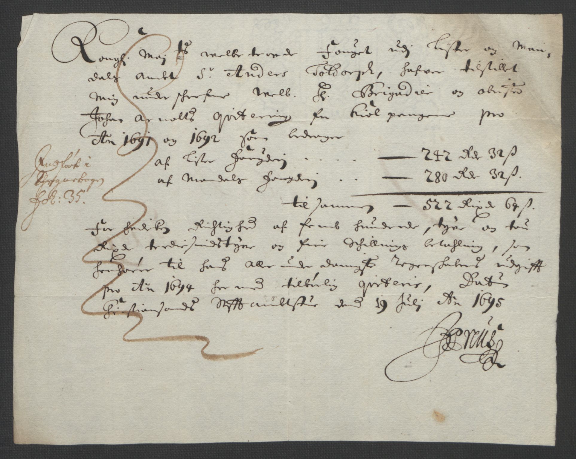 Rentekammeret inntil 1814, Reviderte regnskaper, Fogderegnskap, RA/EA-4092/R43/L2545: Fogderegnskap Lista og Mandal, 1694-1695, p. 138