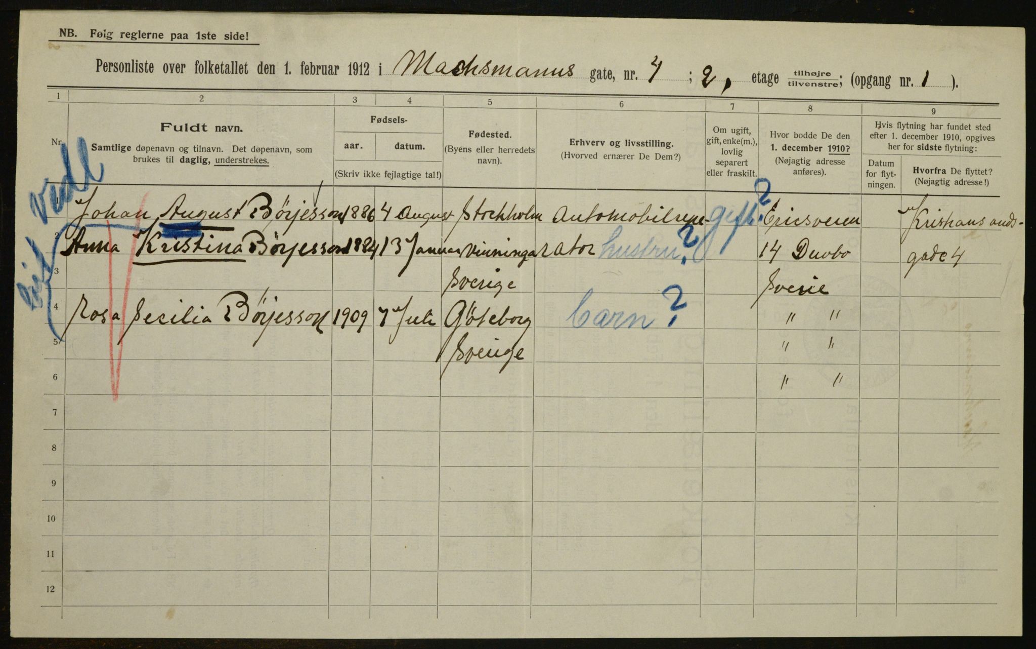 OBA, Municipal Census 1912 for Kristiania, 1912, p. 65248