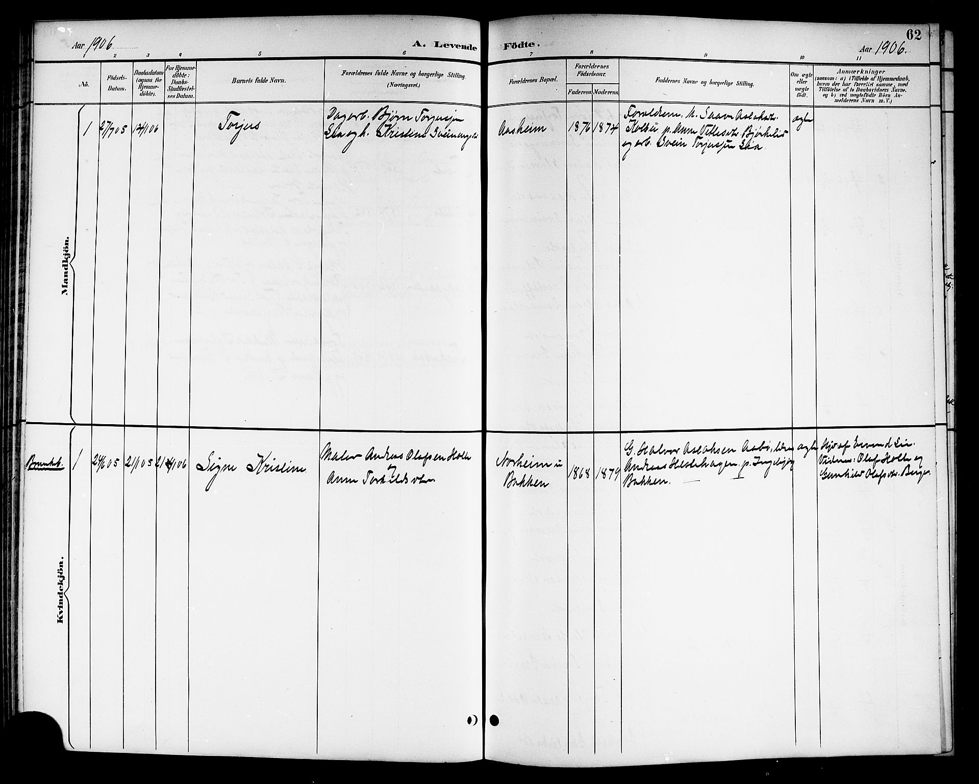 Kviteseid kirkebøker, SAKO/A-276/G/Ga/L0002: Parish register (copy) no. I 2, 1893-1918, p. 62