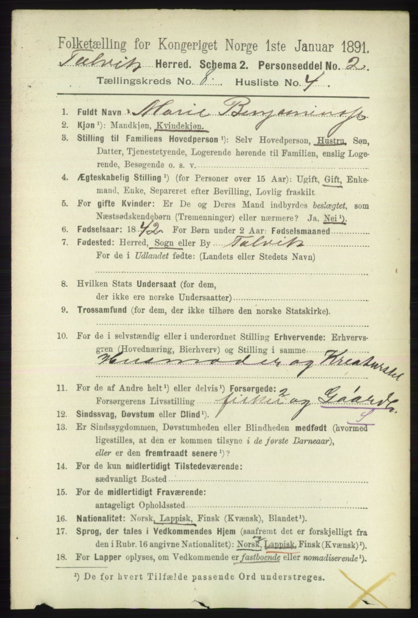 RA, 1891 census for 2013 Talvik, 1891, p. 2074