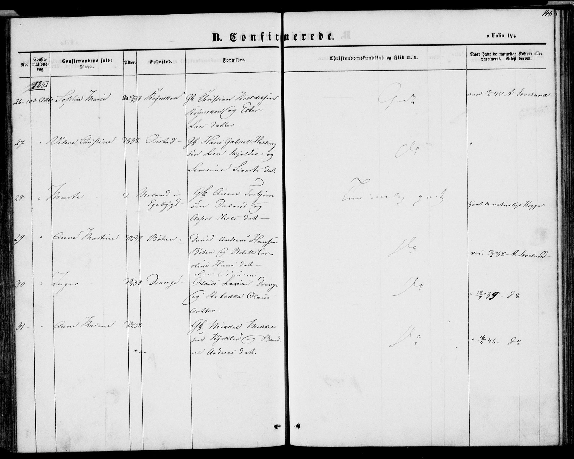 Herad sokneprestkontor, AV/SAK-1111-0018/F/Fa/Faa/L0004: Parish register (official) no. A 4, 1844-1853, p. 146