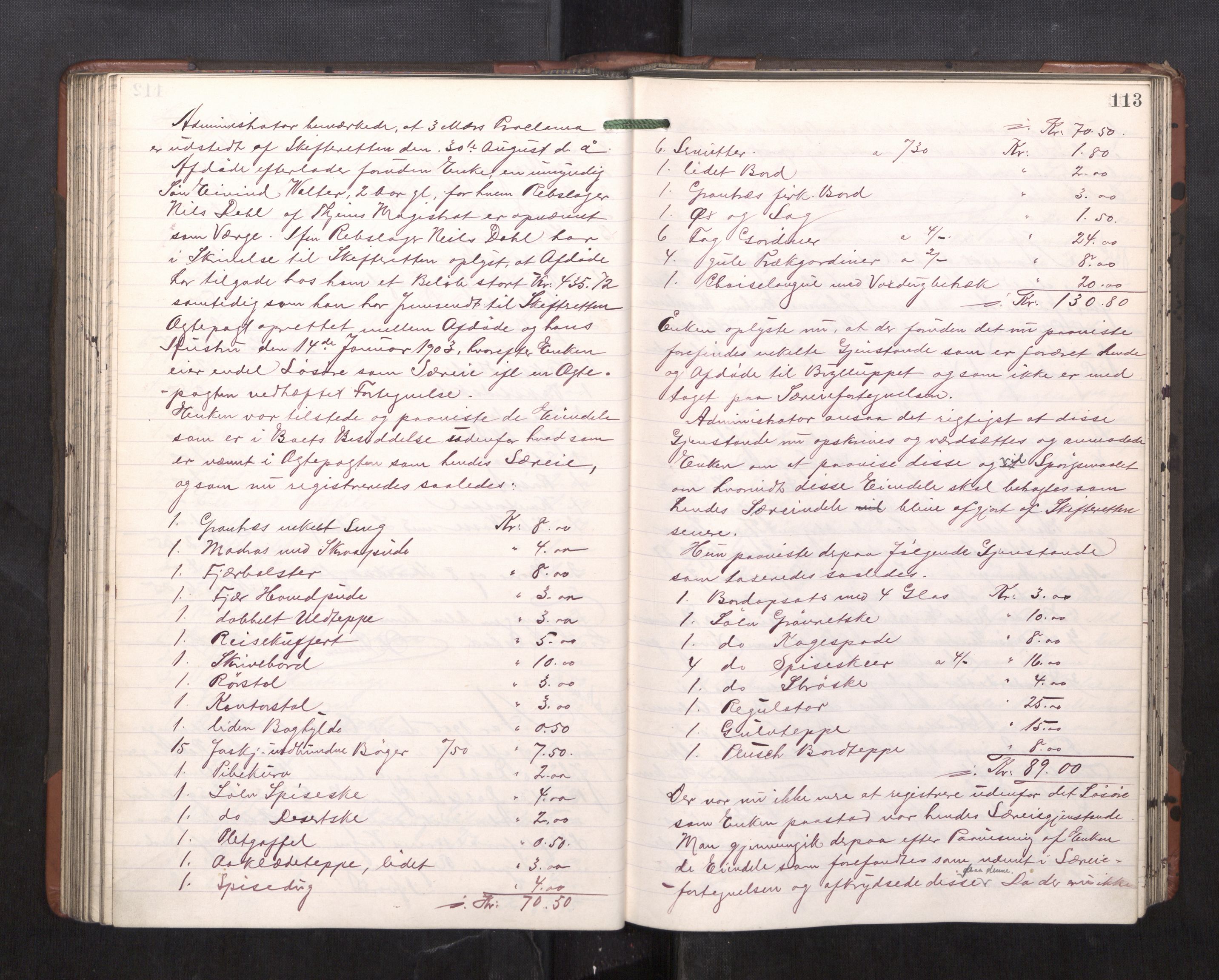 Trondheim byfogd, AV/SAT-A-0003/1/3/3C/L0023: Skifteregistreringsprotokoll - 11/2-15/5. (u/ register), 1905-1907, p. 113