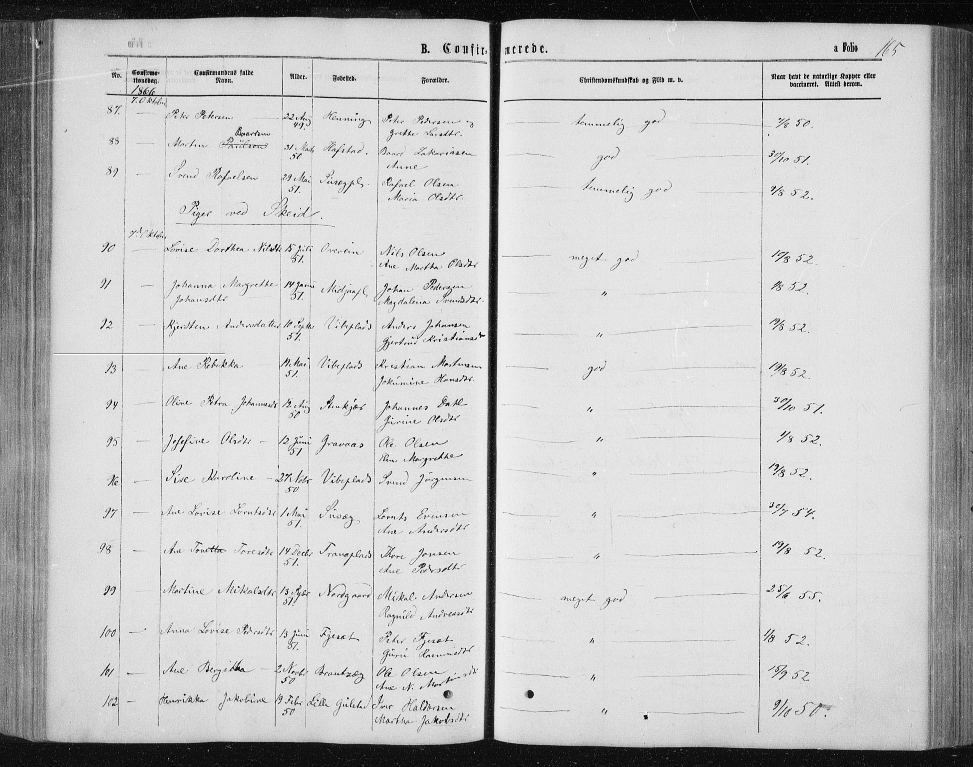 Ministerialprotokoller, klokkerbøker og fødselsregistre - Nord-Trøndelag, SAT/A-1458/735/L0345: Parish register (official) no. 735A08 /1, 1863-1872, p. 165