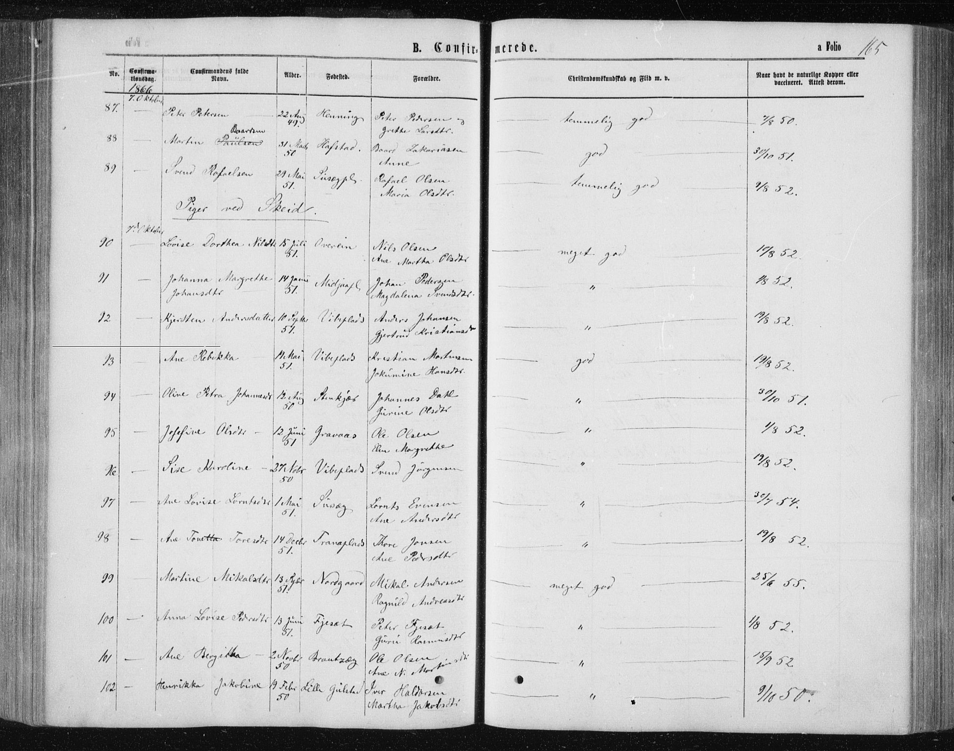 Ministerialprotokoller, klokkerbøker og fødselsregistre - Nord-Trøndelag, AV/SAT-A-1458/735/L0345: Parish register (official) no. 735A08 /1, 1863-1872, p. 165