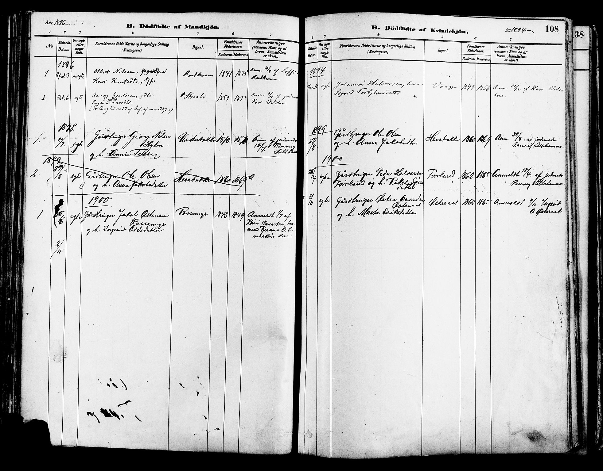 Suldal sokneprestkontor, SAST/A-101845/01/IV/L0011: Parish register (official) no. A 11, 1878-1900, p. 108