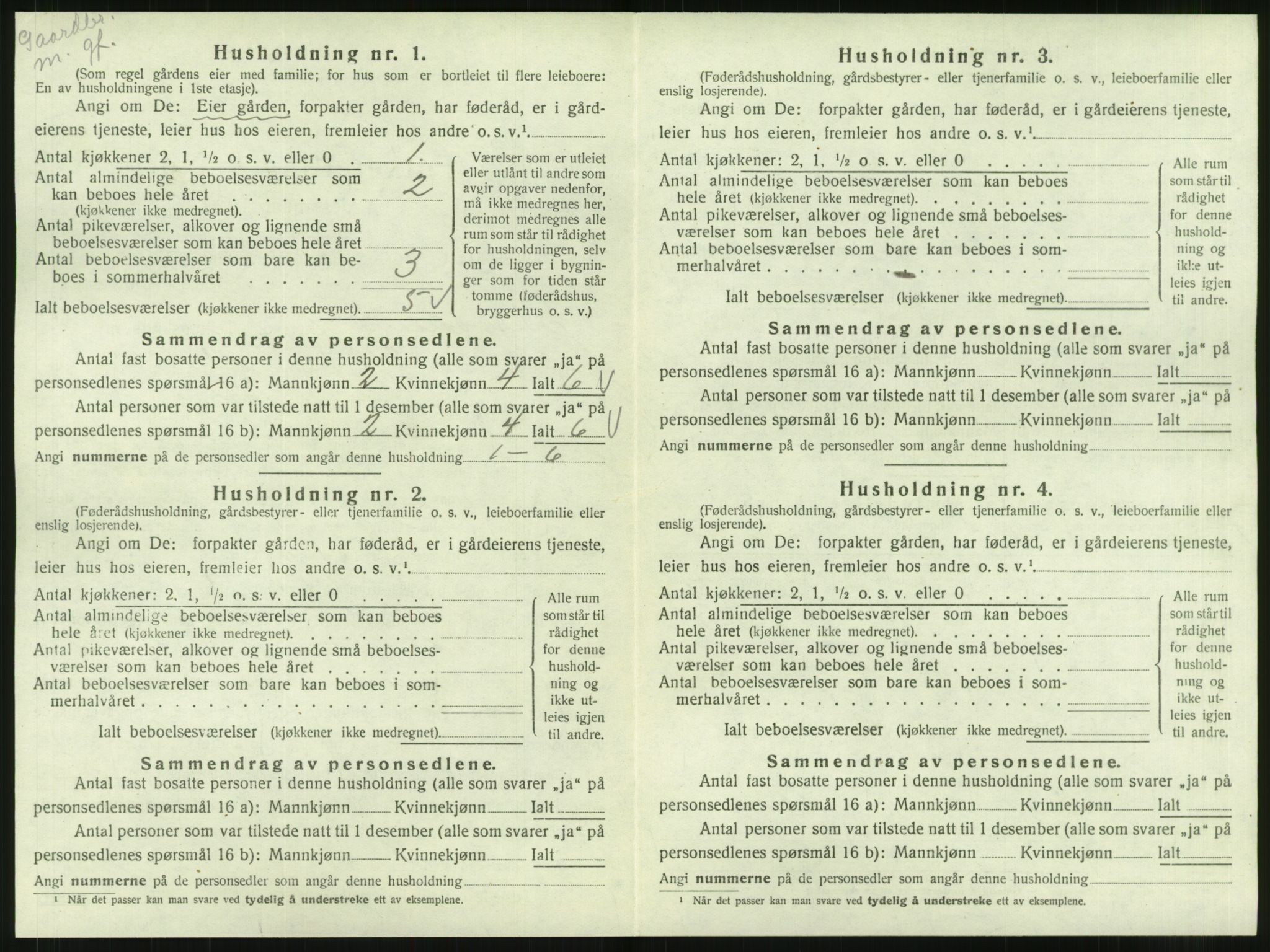 SAT, 1920 census for Sandvollan, 1920, p. 306