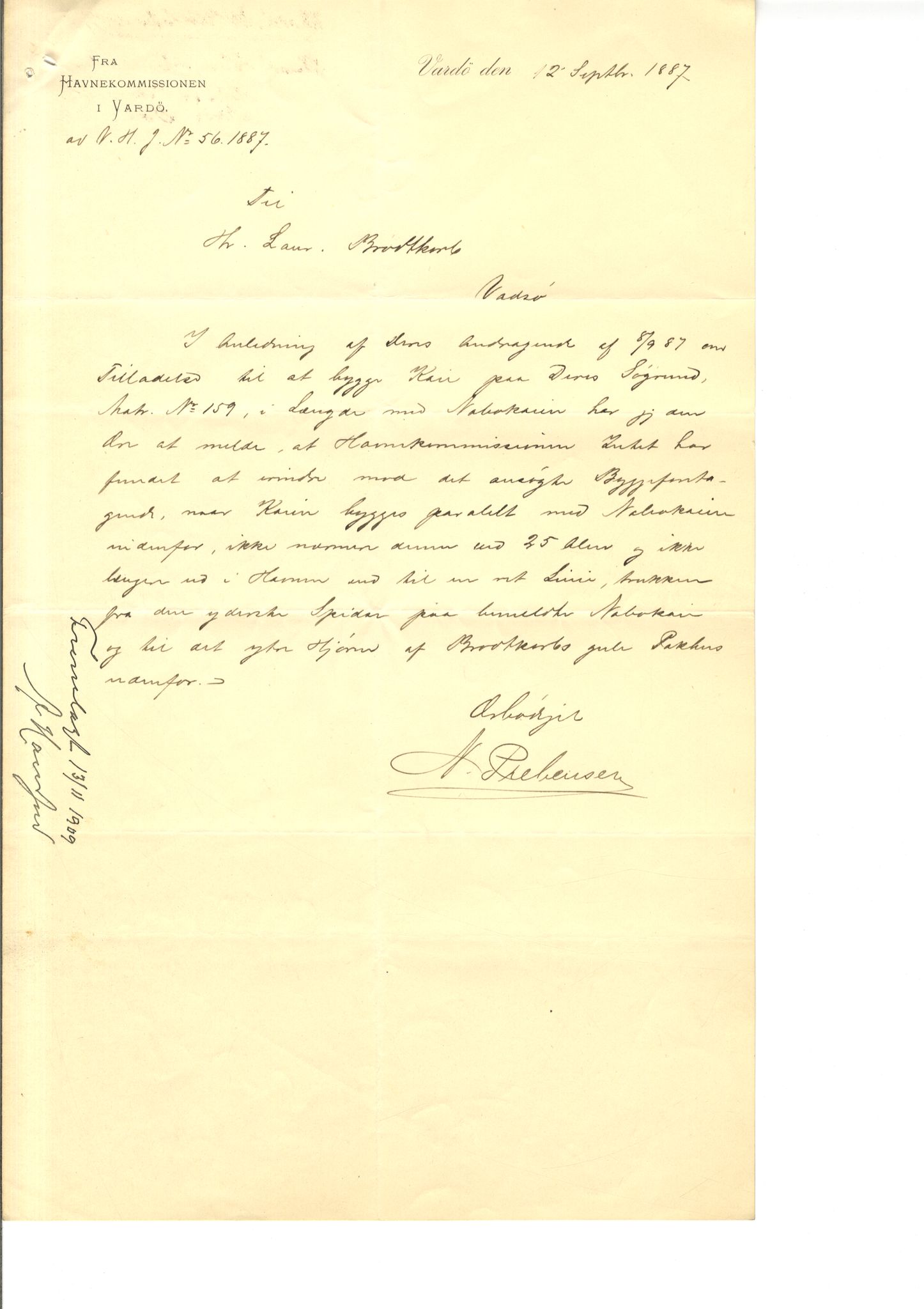 Brodtkorb handel A/S, VAMU/A-0001/Q/Qb/L0002: Skjøter og grunnbrev i Vardø by, 1852-1949, p. 11