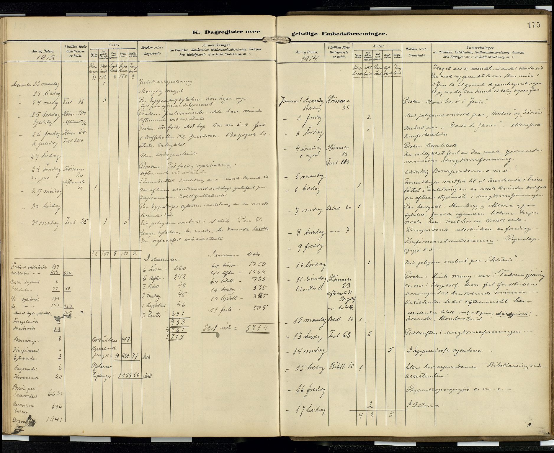 Den norske sjømannsmisjon i utlandet/Hamburg, AV/SAB-SAB/PA-0107/H/Ha/L0001: Parish register (official) no. A 1, 1907-1951, p. 174b-175a