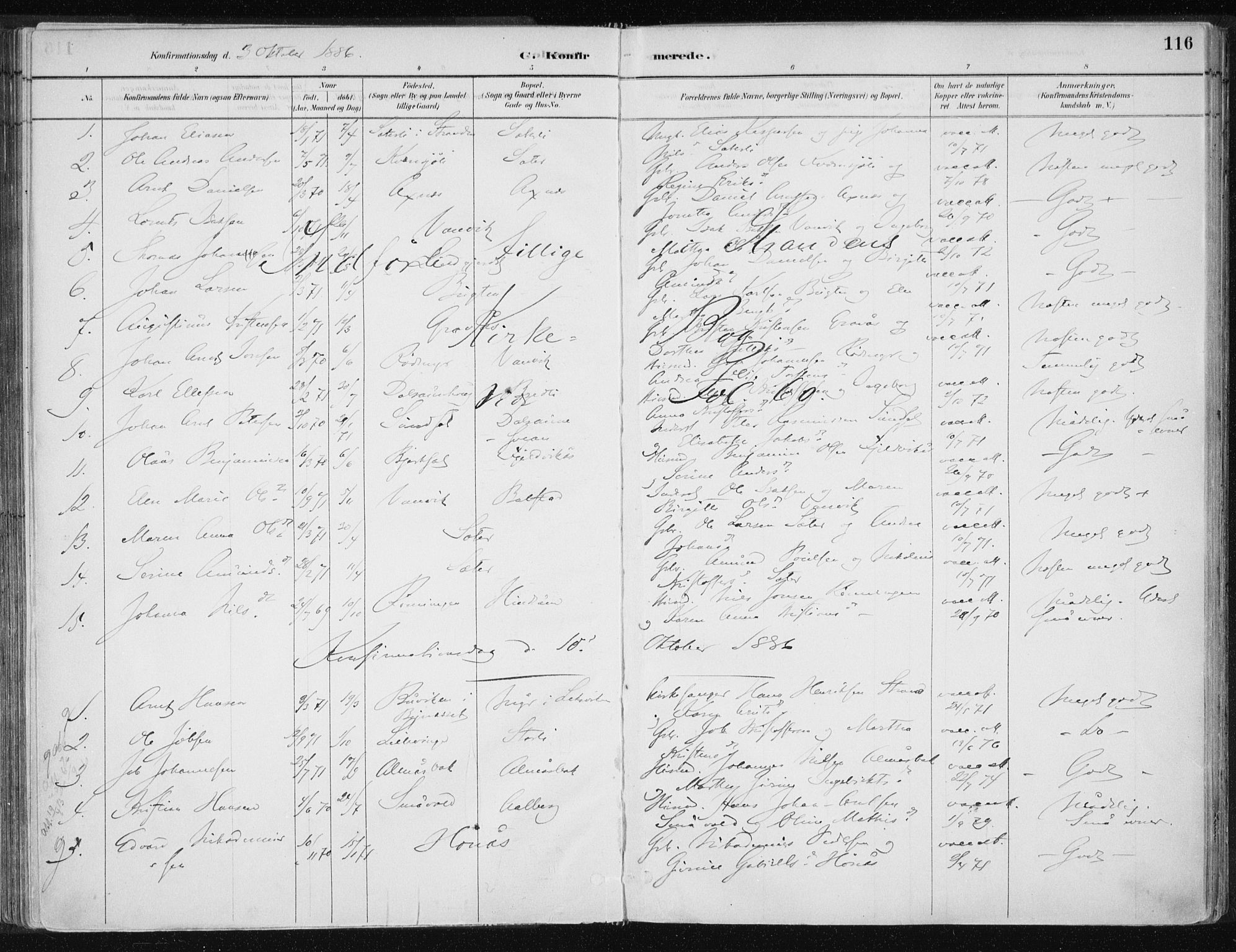 Ministerialprotokoller, klokkerbøker og fødselsregistre - Nord-Trøndelag, SAT/A-1458/701/L0010: Parish register (official) no. 701A10, 1883-1899, p. 116