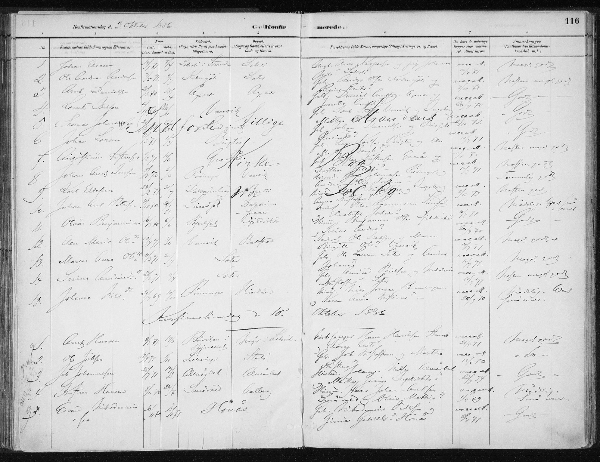 Ministerialprotokoller, klokkerbøker og fødselsregistre - Nord-Trøndelag, AV/SAT-A-1458/701/L0010: Parish register (official) no. 701A10, 1883-1899, p. 116