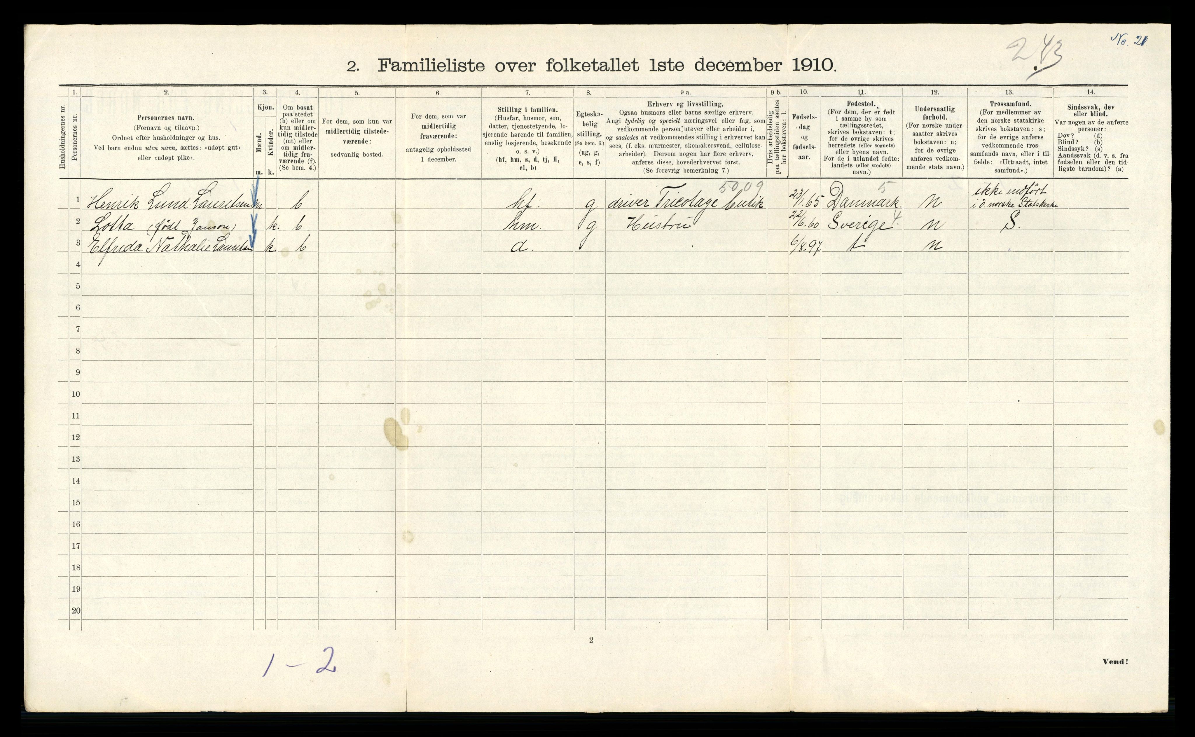 RA, 1910 census for Kristiania, 1910, p. 63848