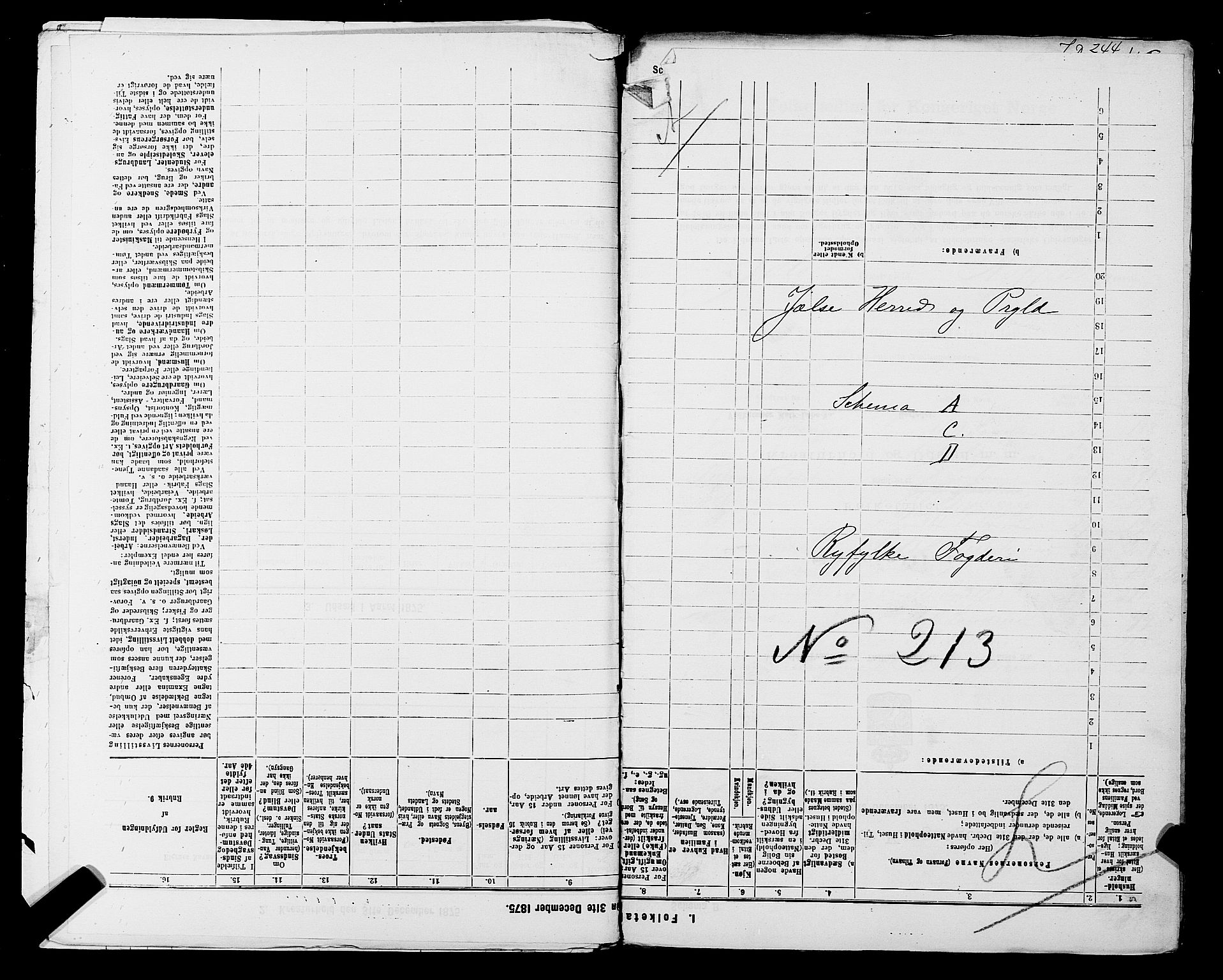 SAST, 1875 census for 1138P Jelsa, 1875, p. 1