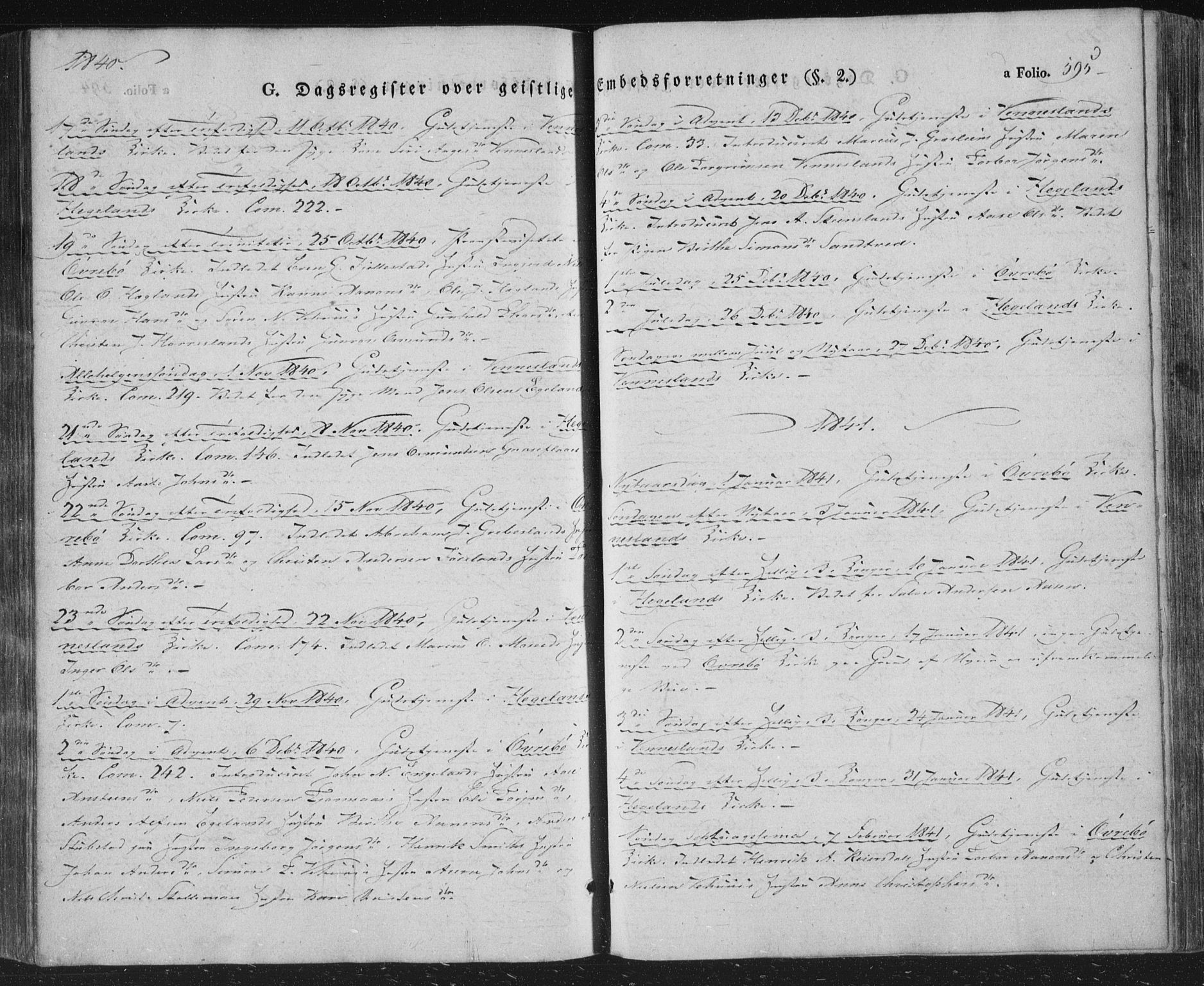 Vennesla sokneprestkontor, AV/SAK-1111-0045/Fa/Fac/L0004: Parish register (official) no. A 4, 1834-1855, p. 595
