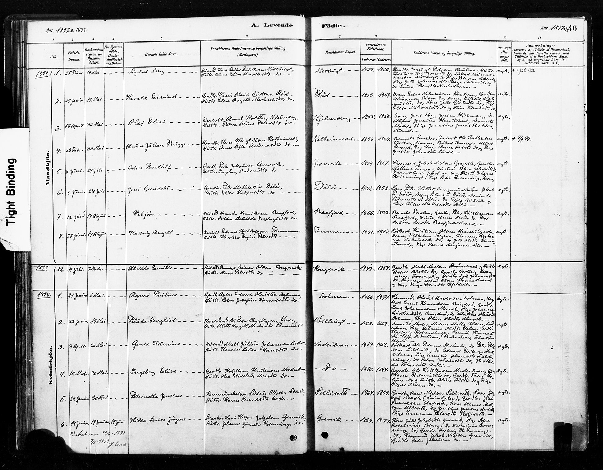 Ministerialprotokoller, klokkerbøker og fødselsregistre - Nord-Trøndelag, SAT/A-1458/789/L0705: Parish register (official) no. 789A01, 1878-1910, p. 46