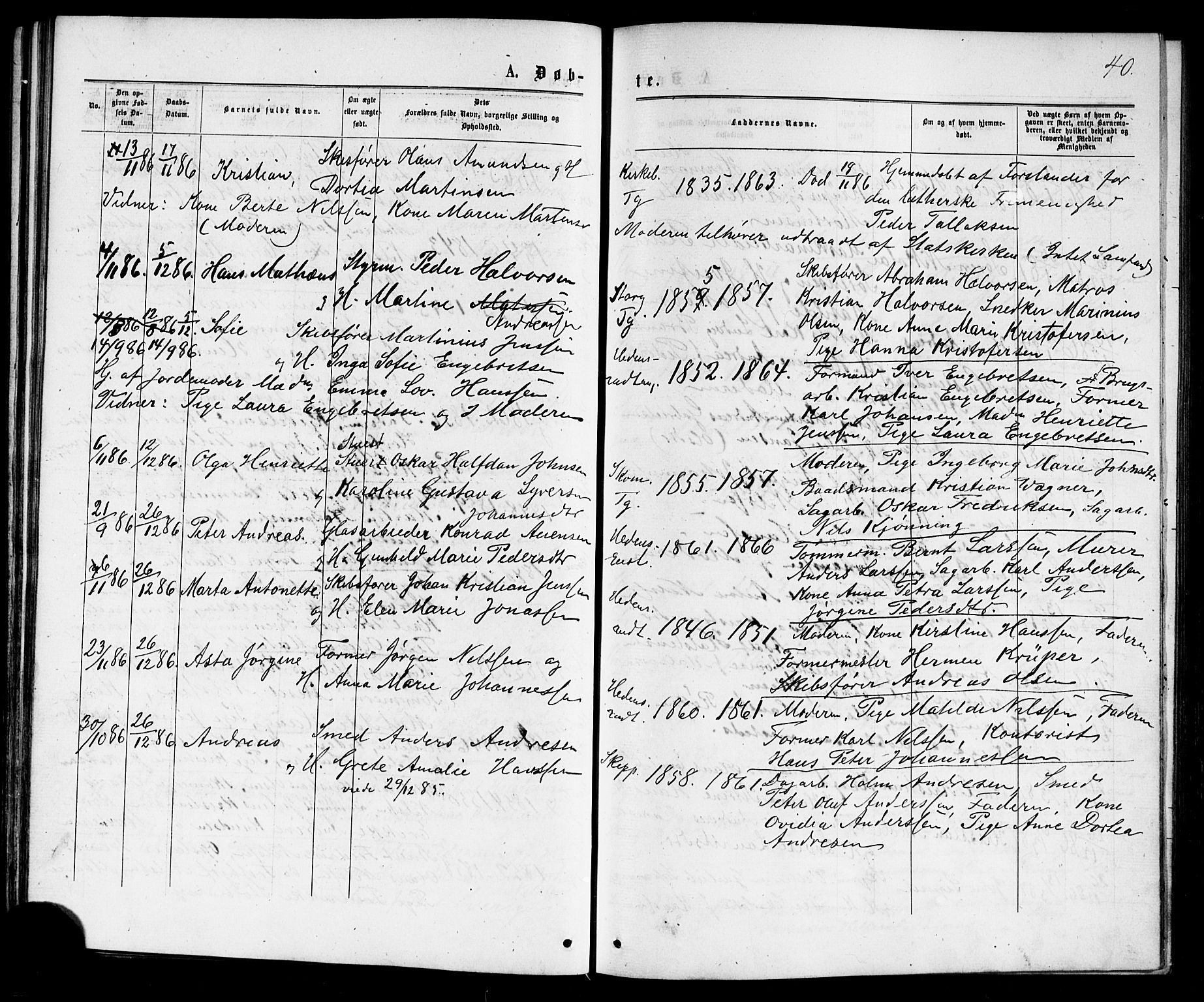 Strømsø kirkebøker, AV/SAKO-A-246/G/Ga/L0002: Parish register (copy) no. 2, 1877-1896, p. 40