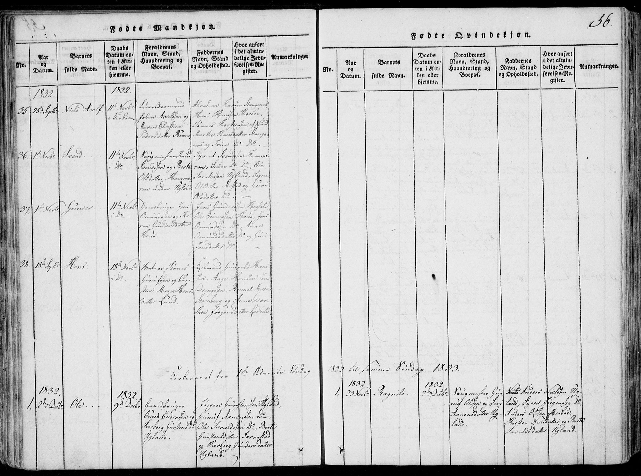 Oddernes sokneprestkontor, AV/SAK-1111-0033/F/Fa/Faa/L0005: Parish register (official) no. A 5, 1820-1838, p. 56