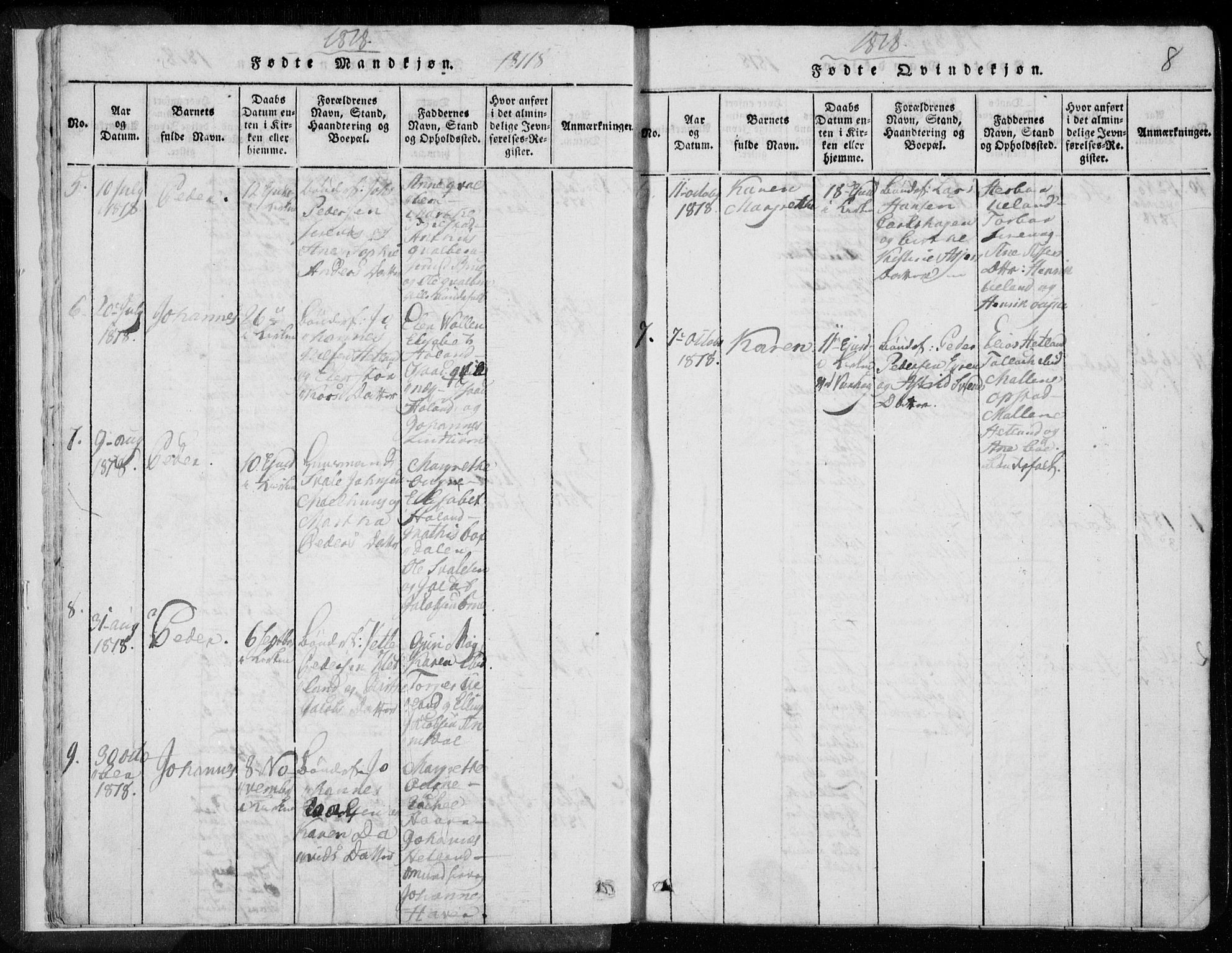 Eigersund sokneprestkontor, SAST/A-101807/S08/L0008: Parish register (official) no. A 8, 1816-1847, p. 8