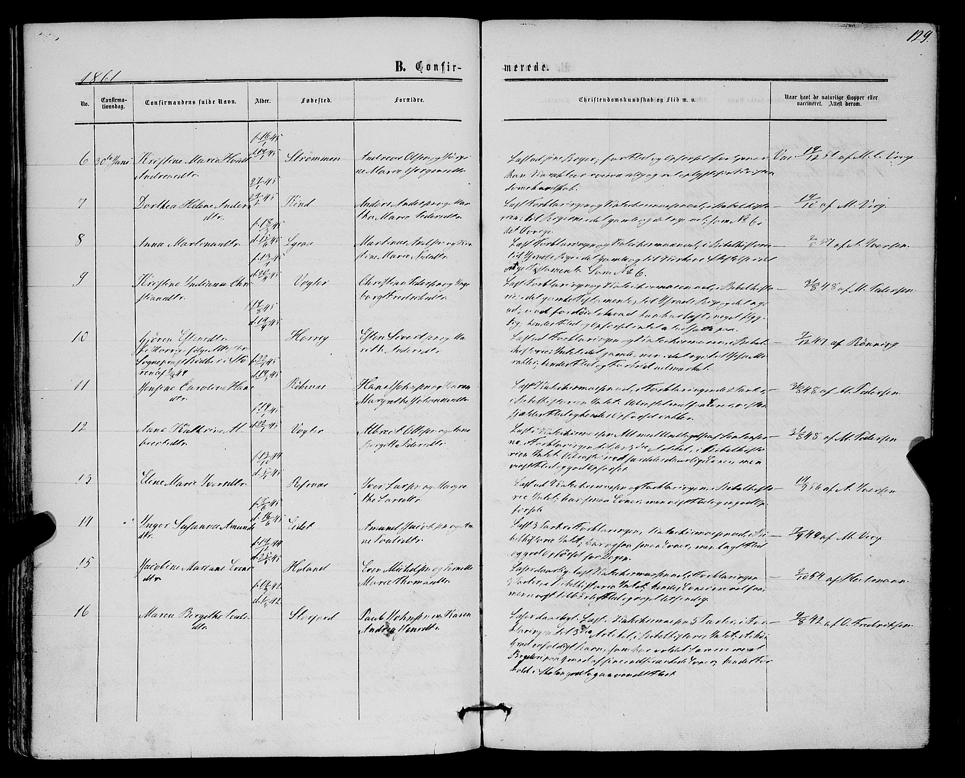 Kvæfjord sokneprestkontor, AV/SATØ-S-1323/G/Ga/Gaa/L0004kirke: Parish register (official) no. 4, 1857-1877, p. 129