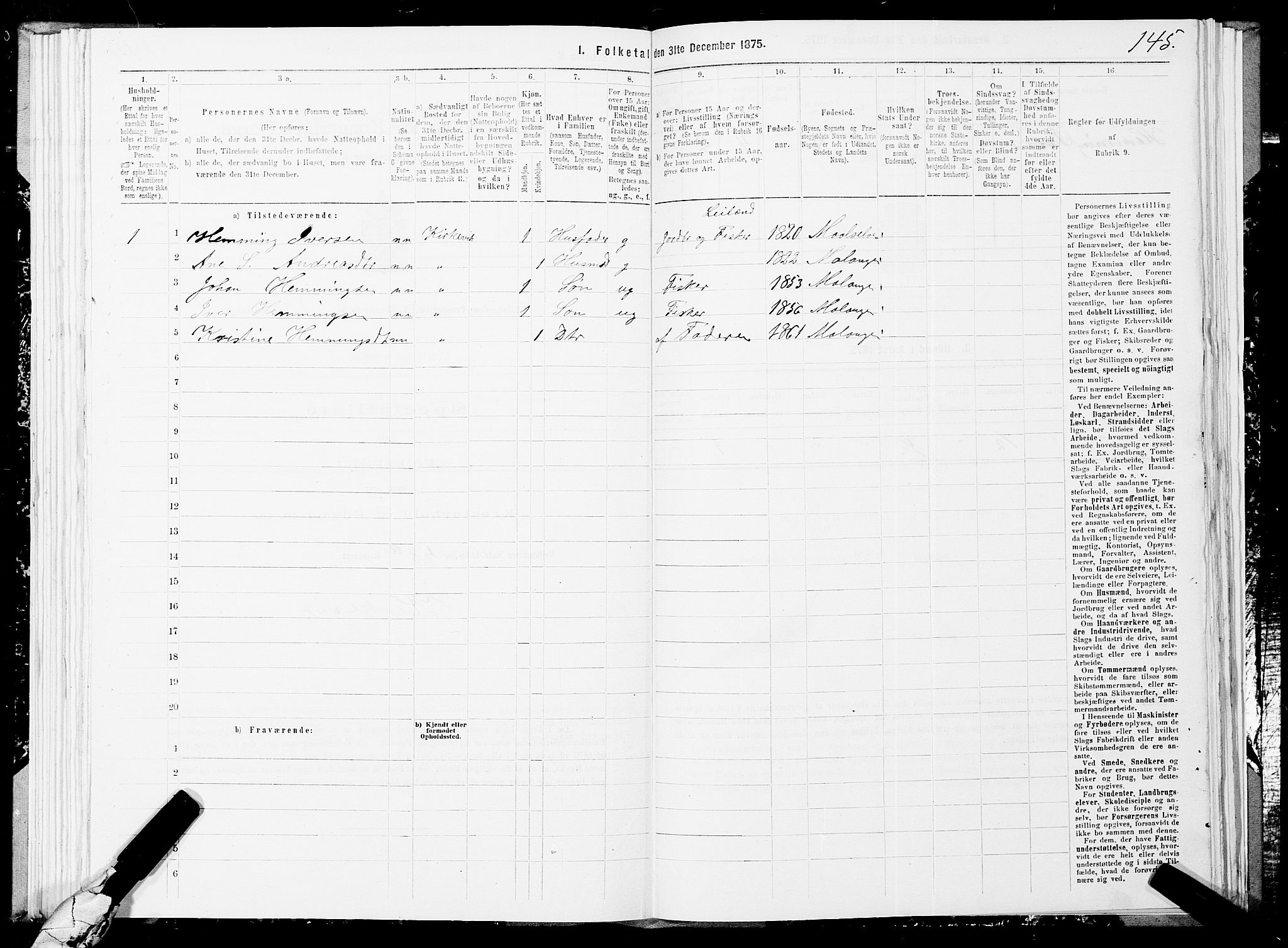 SATØ, 1875 census for 1933P Balsfjord, 1875, p. 4145