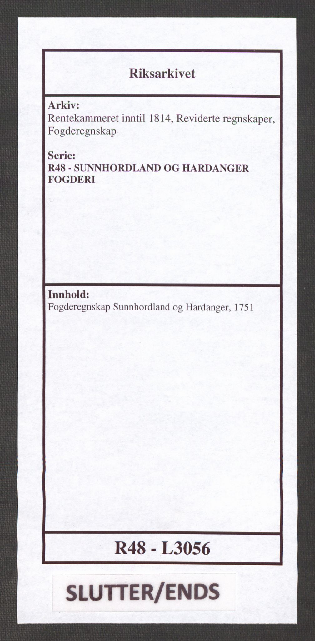 Rentekammeret inntil 1814, Reviderte regnskaper, Fogderegnskap, AV/RA-EA-4092/R48/L3056: Fogderegnskap Sunnhordland og Hardanger, 1751, p. 503