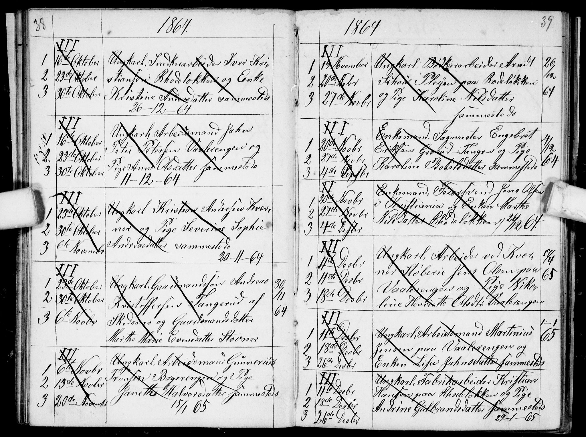 Østre Aker prestekontor Kirkebøker, AV/SAO-A-10840/H/Ha/L0002: Banns register no. I 2, 1861-1872, p. 38-39