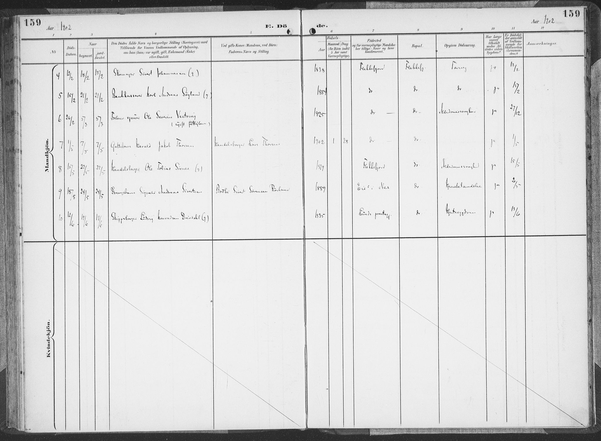 Flekkefjord sokneprestkontor, AV/SAK-1111-0012/F/Fa/Faa/L0002: Parish register (official) no. A 2, 1900-1912, p. 159