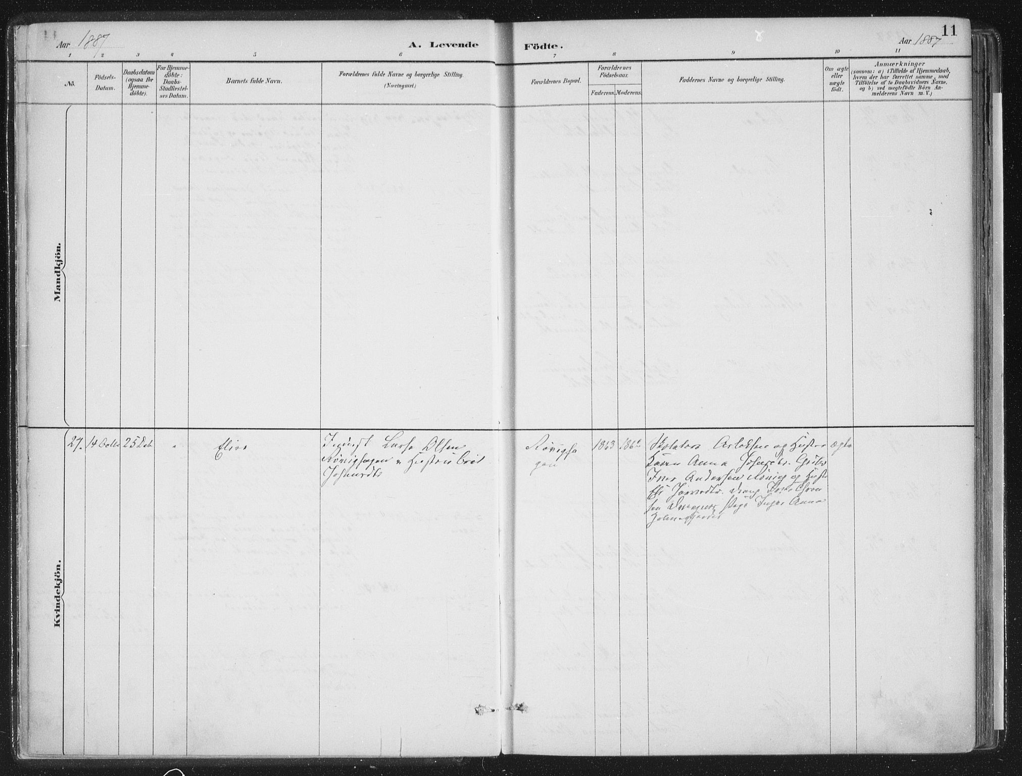 Ministerialprotokoller, klokkerbøker og fødselsregistre - Møre og Romsdal, AV/SAT-A-1454/555/L0658: Parish register (official) no. 555A09, 1887-1917, p. 11